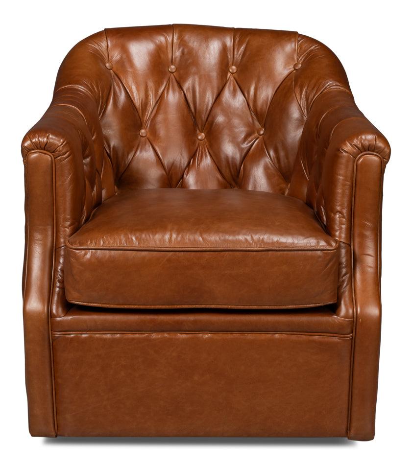 Coolidge Leather Swivel Chair Havana Brn - Frankwebs