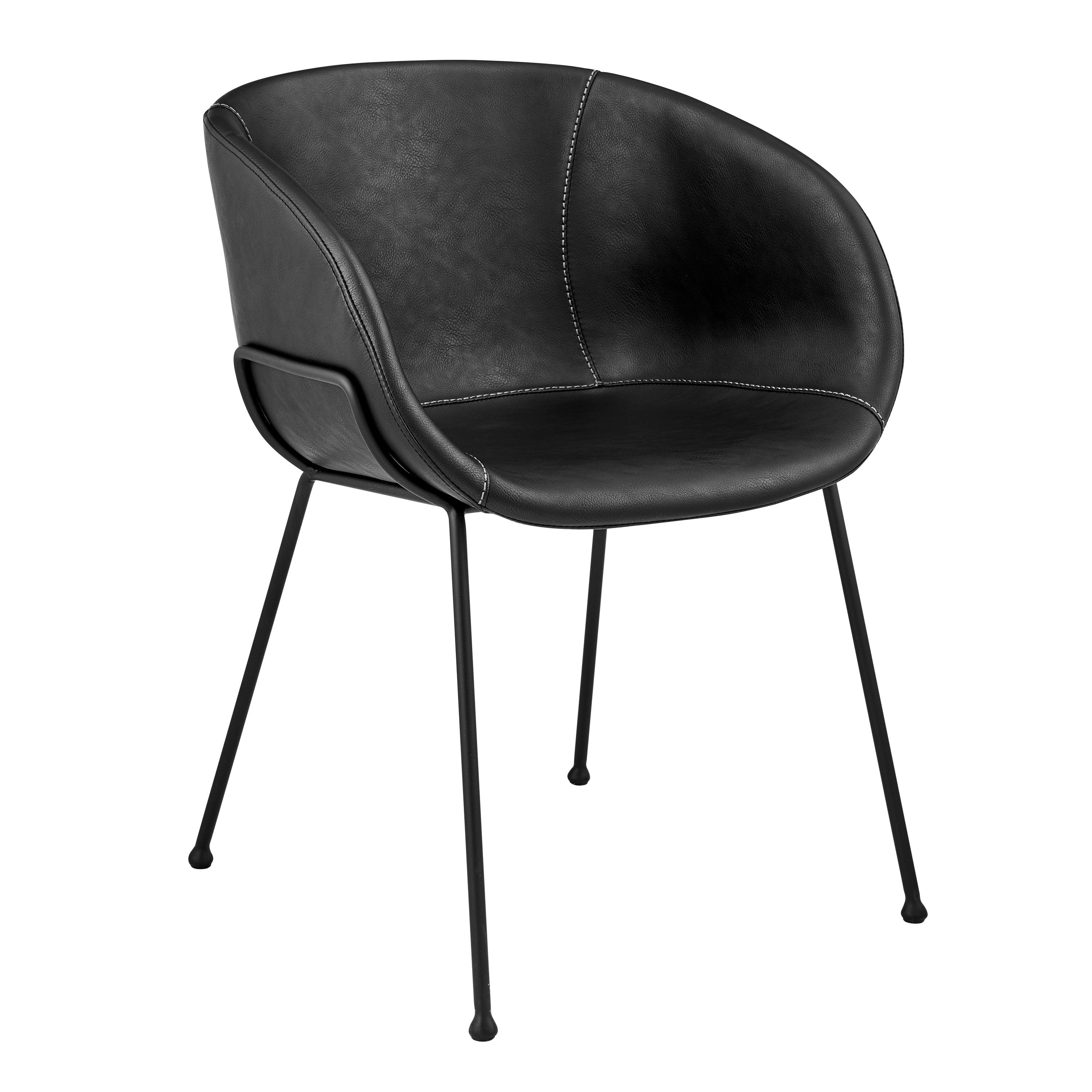 Zach Armchair with Leatherette and Powder Coated Steel Frame and Legs - Set of 2 - Frankwebs