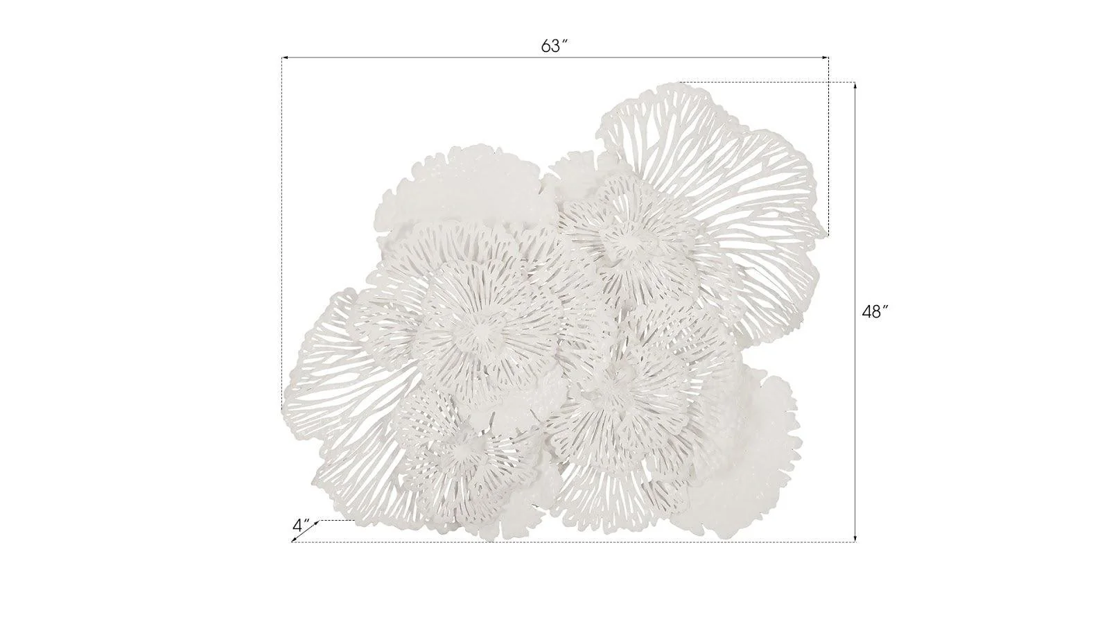 Flower Wall Art, Large, White, Metal - Frankwebs