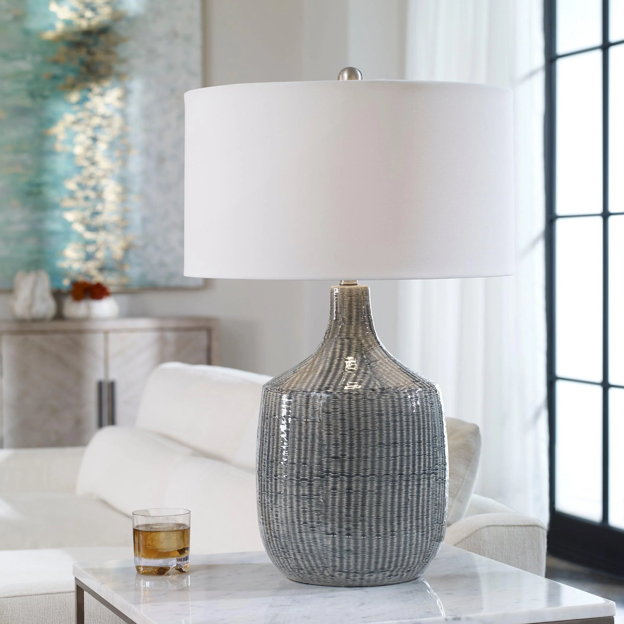FELIPE DISTRESSED GRAY TABLE LAMP - Frankwebs