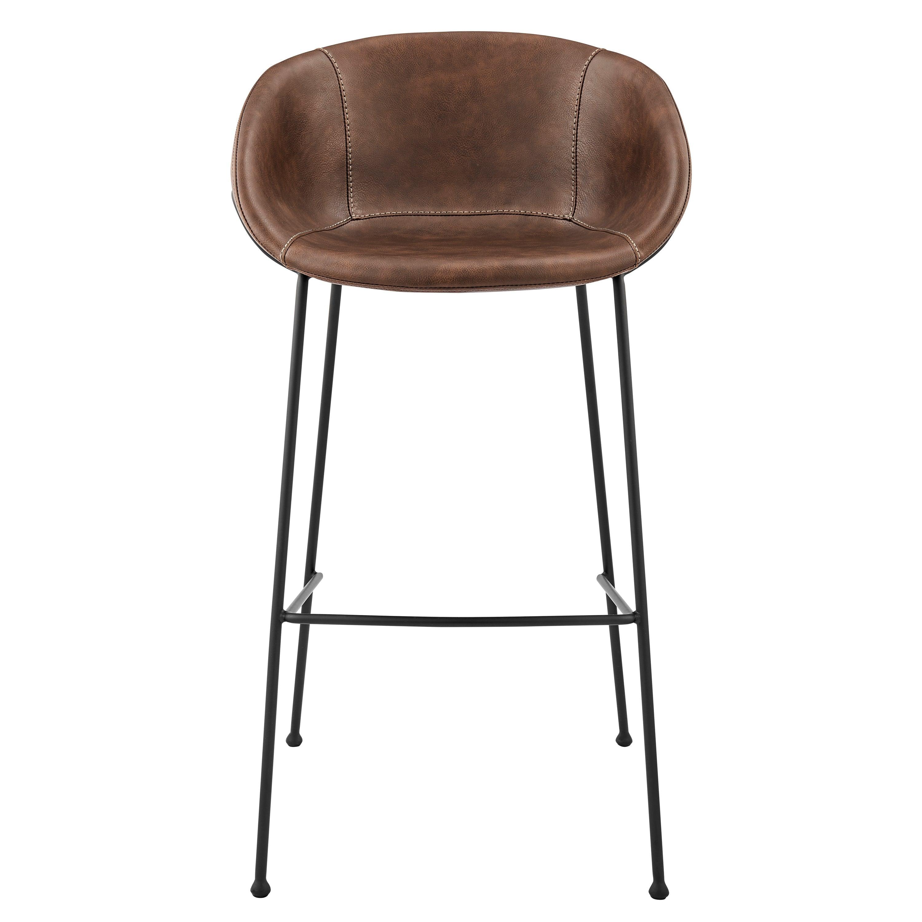 Zach-B Bar Stool with Leatherette and Matte Powder Coated Steel Frame and Legs - Set of 2 - Frankwebs