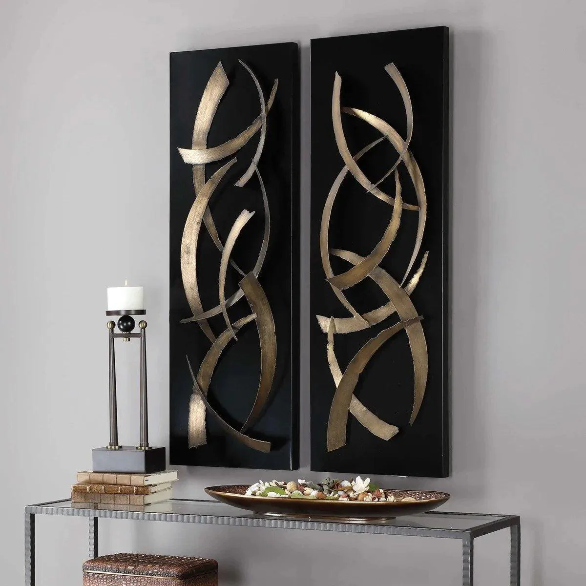 BRUSHSTROKES METAL WALL PANELS SET OF 2 - Frankwebs
