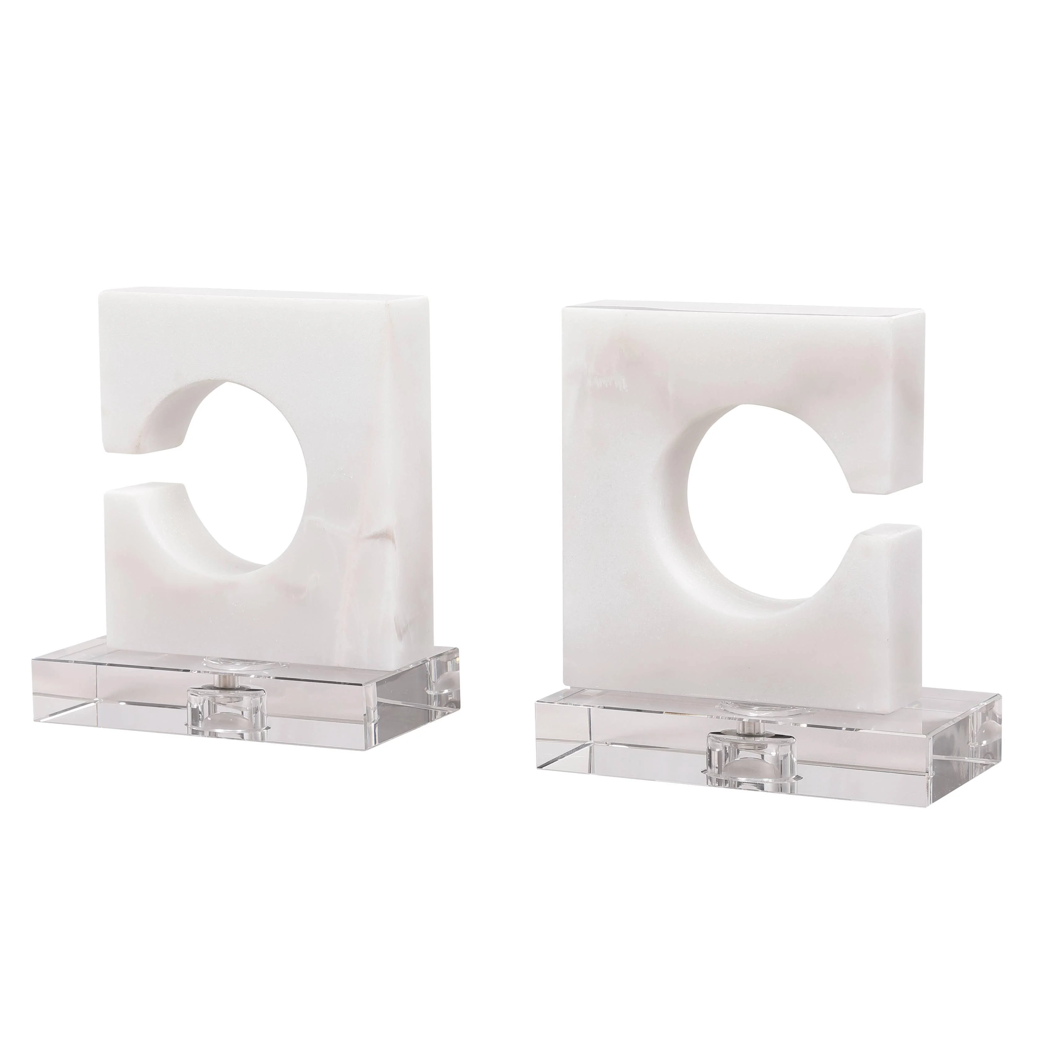 CLARIN WHITE & GRAY BOOKENDS, SET OF 2 - Frankwebs