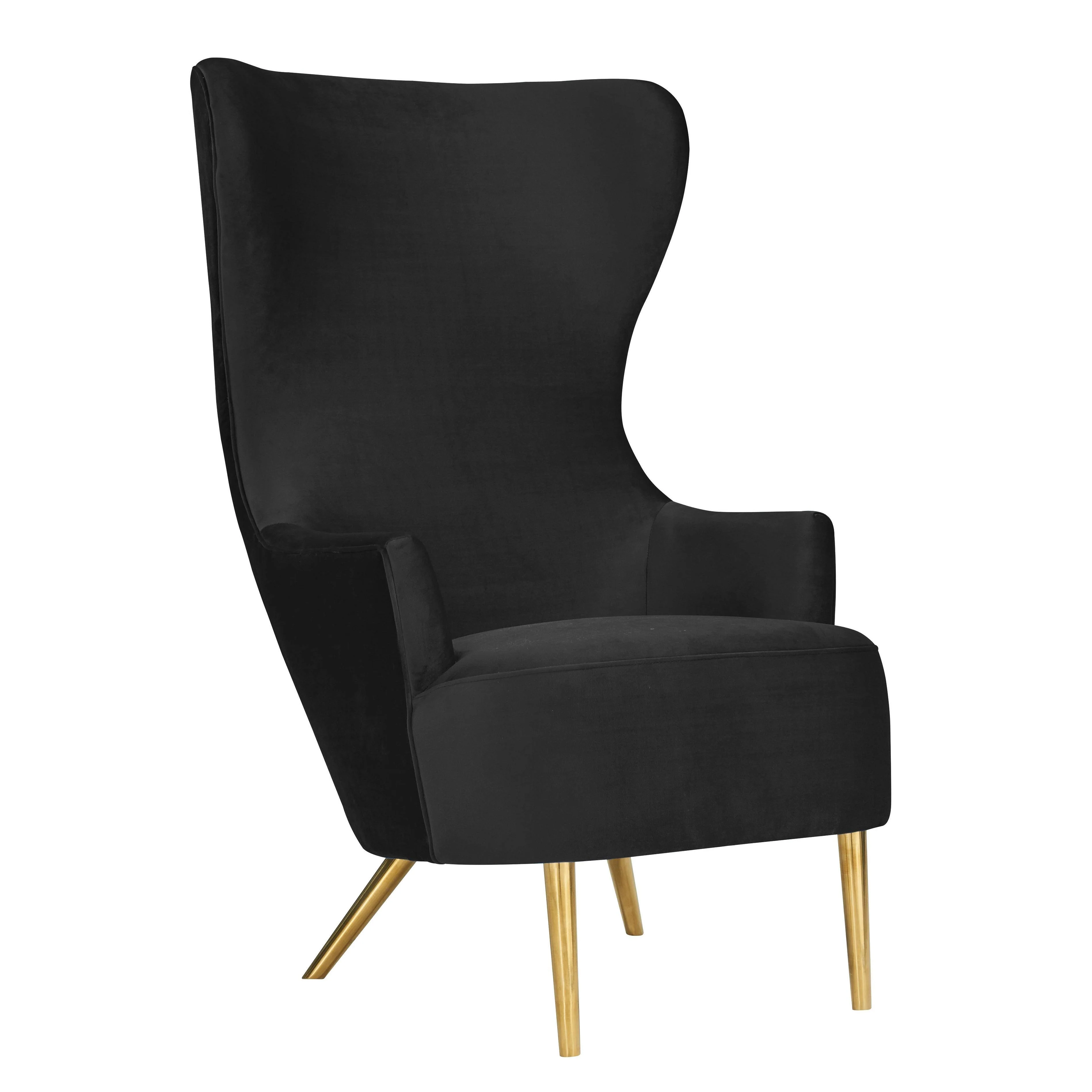 Julia Black Velvet Wingback Chair - Frankwebs