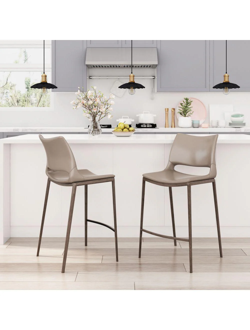 Ace Counter Chair (Set of 2) Gray & Walnut - Frankwebs