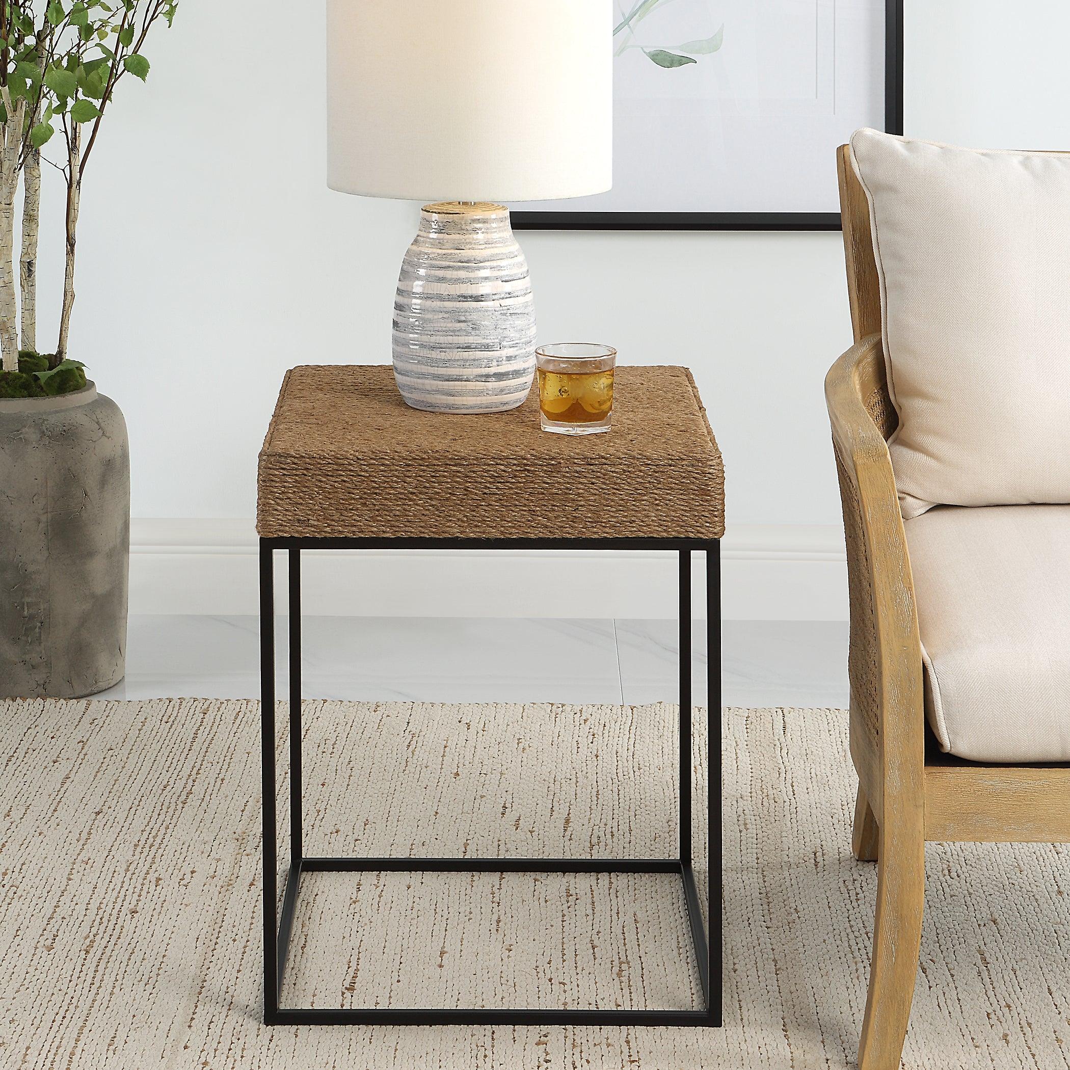 Laramie Rustic Rope Accent Table - Frankwebs