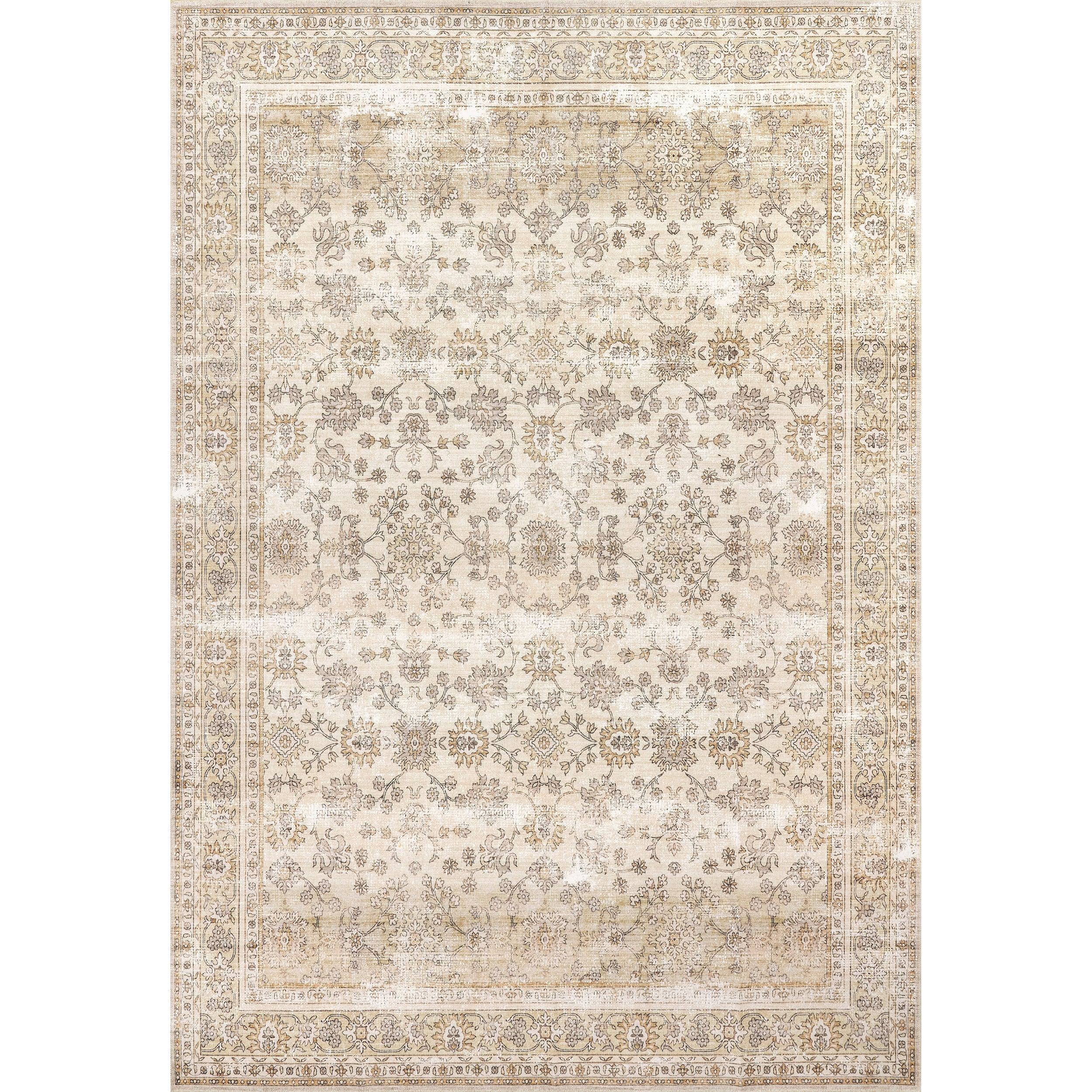 Deadra Vintage Floral Machine Washable Area Rug - Frankwebs