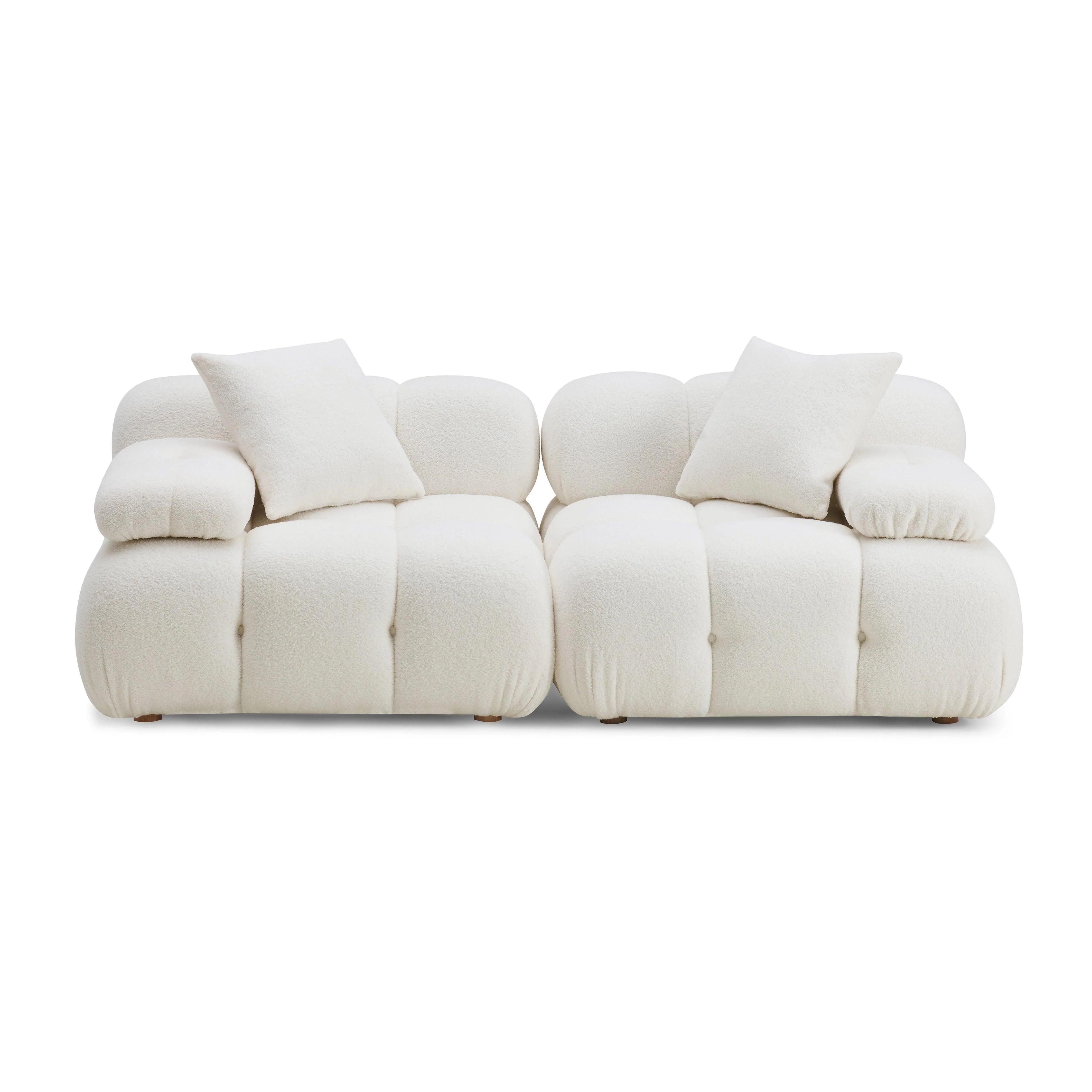 Calliope Cream Vegan Shearling Modular Loveseat - Frankwebs