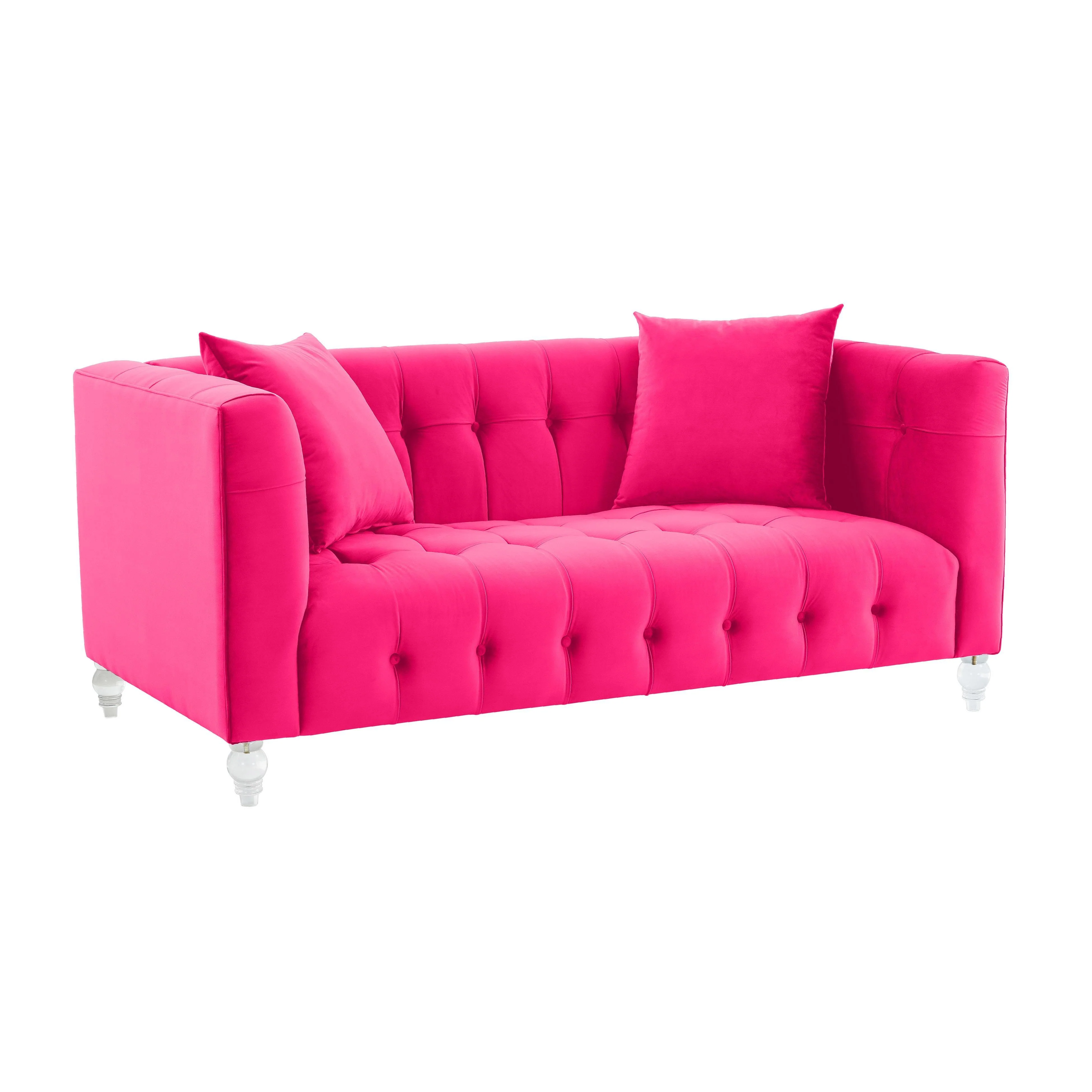 Bea Hot Pink Velvet Loveseat - Frankwebs