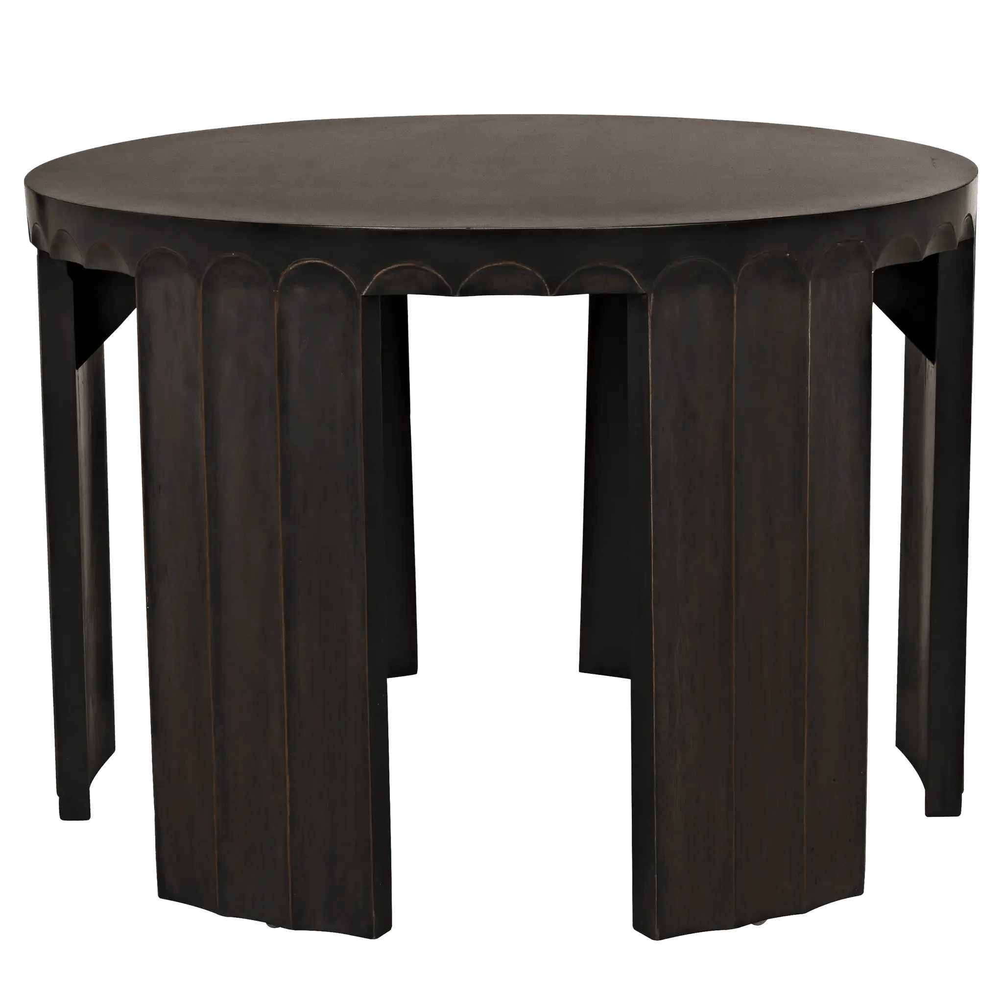 Fluted Side Table, Pale with Light Brown Trim - Frankwebs