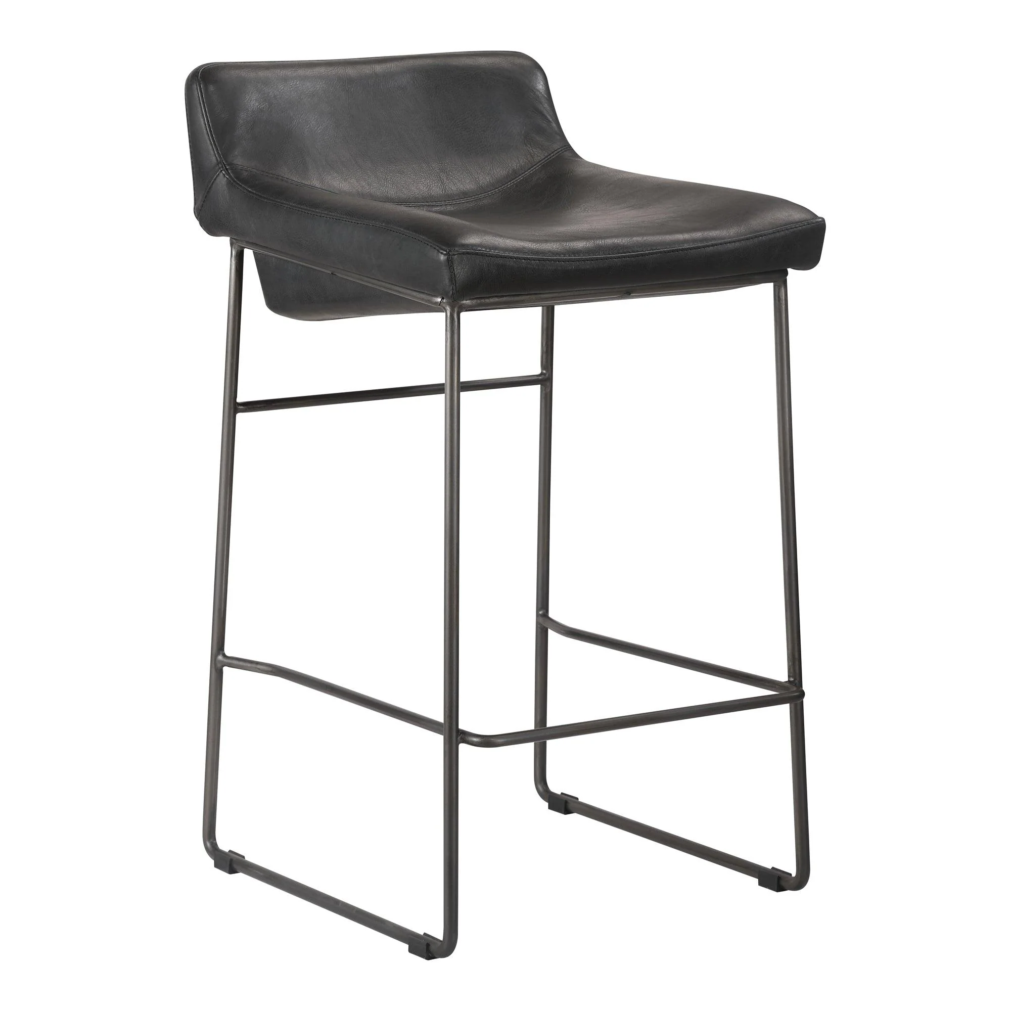 Starlet Counter Stool Onyx Black Leather  - Set Of Two - Frankwebs