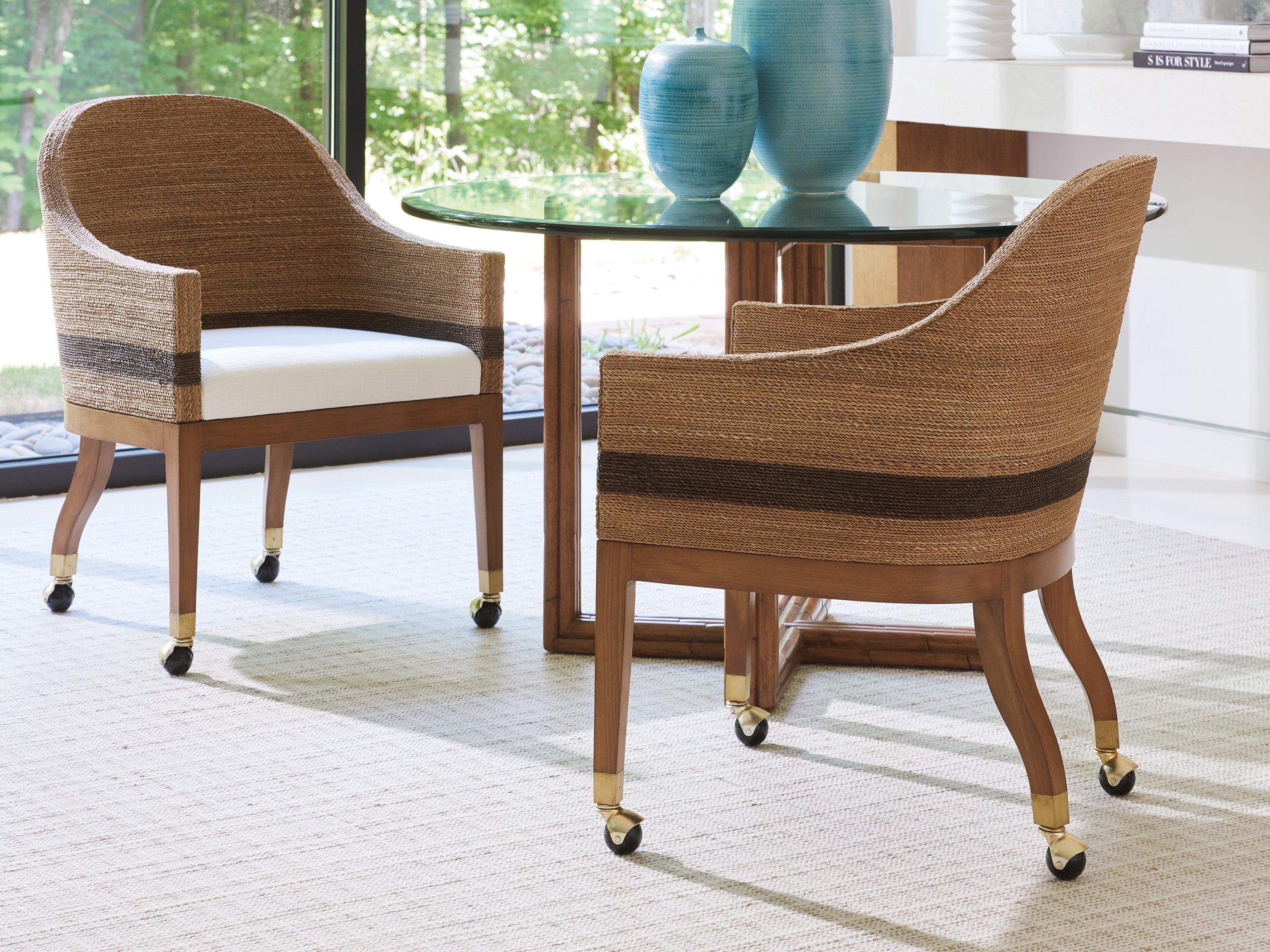 Palm Desert Dorian Woven Arm Chair With Casters - Frankwebs