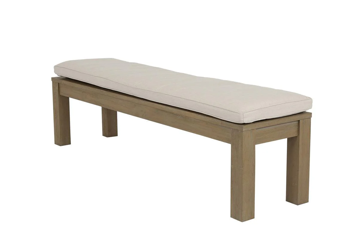 Coastal Teak Dining Bench in Canvas Canvas, No Welt - Frankwebs
