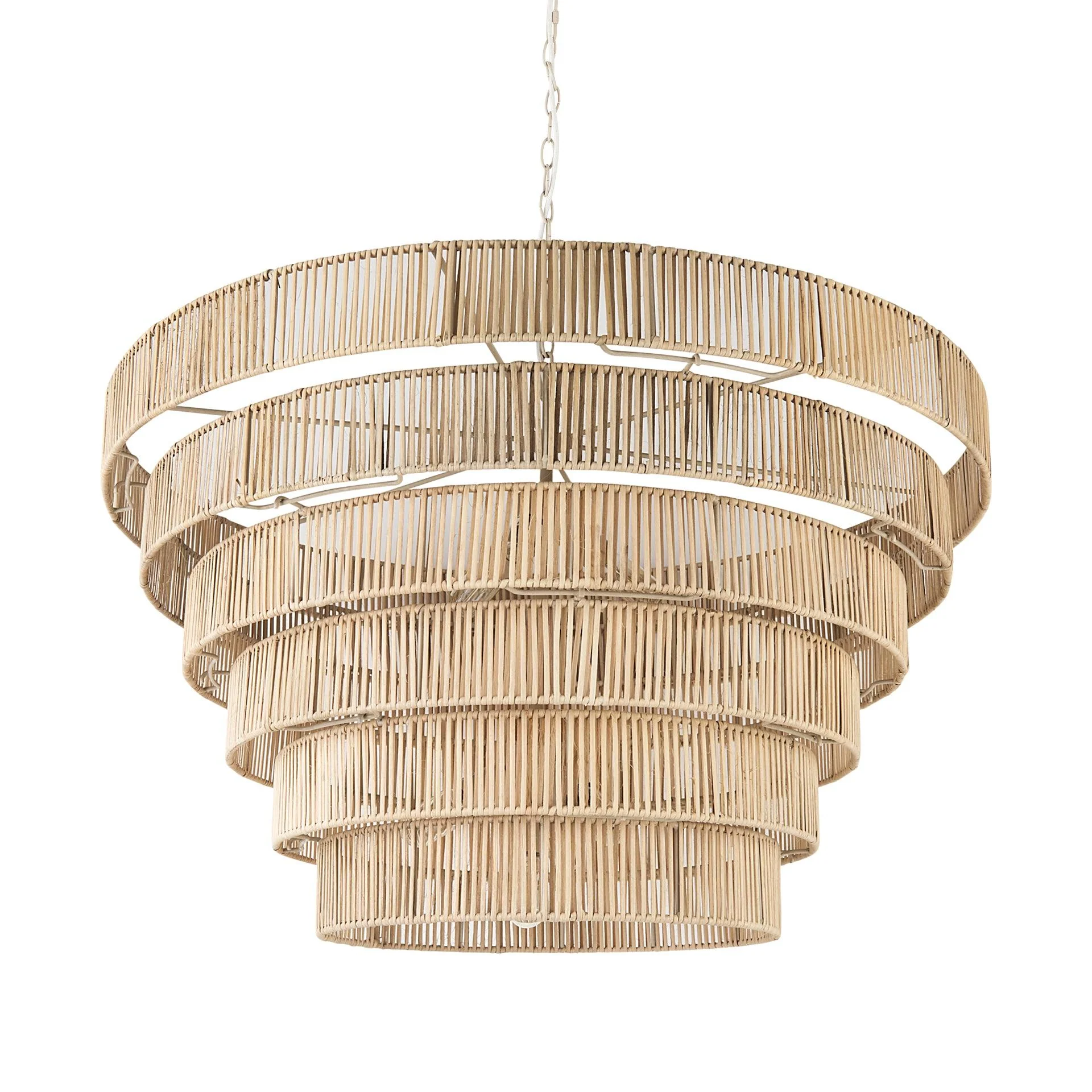 Marimba 40 L x 40 W x 24 H Natural Cane 6 Tier Chandelier - Frankwebs