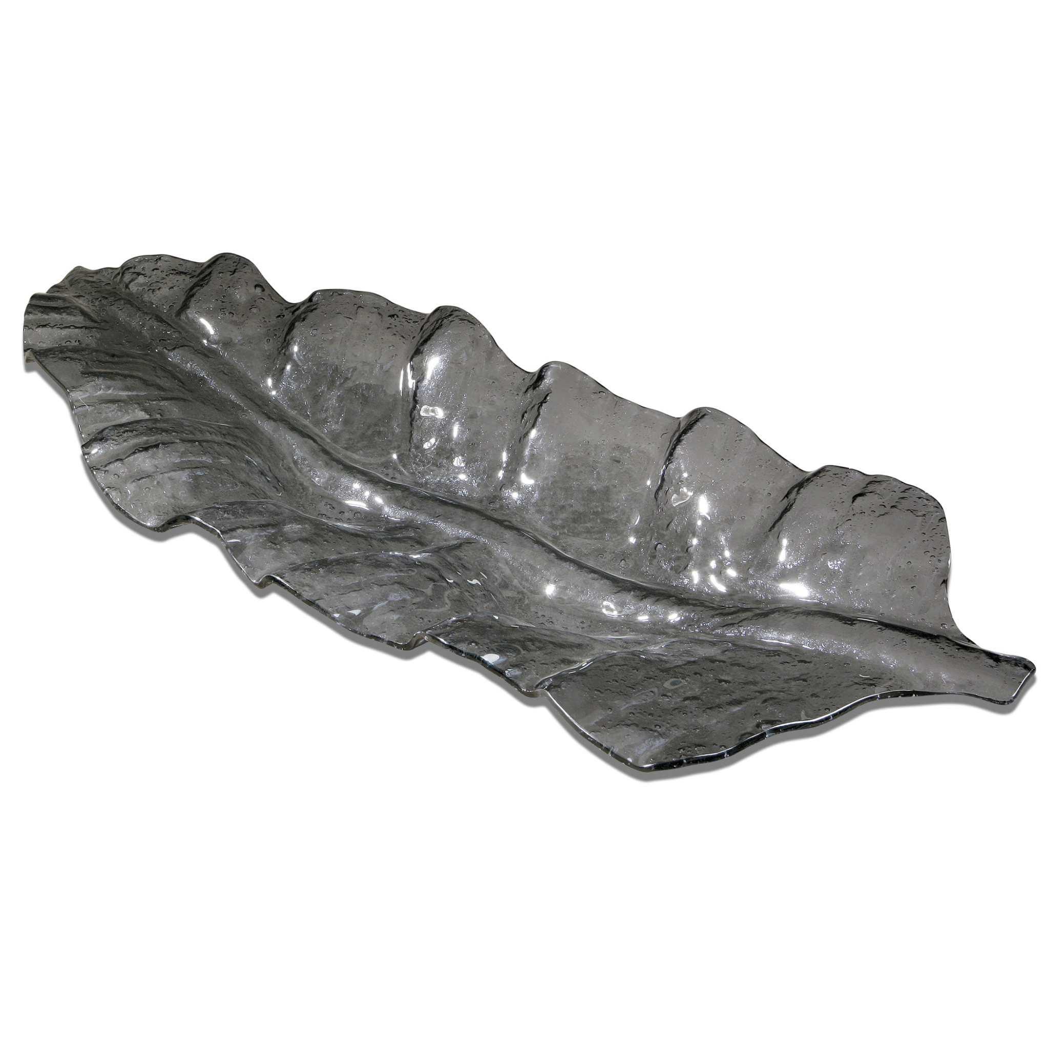 SMOKED LEAF GLASS TRAY - Frankwebs