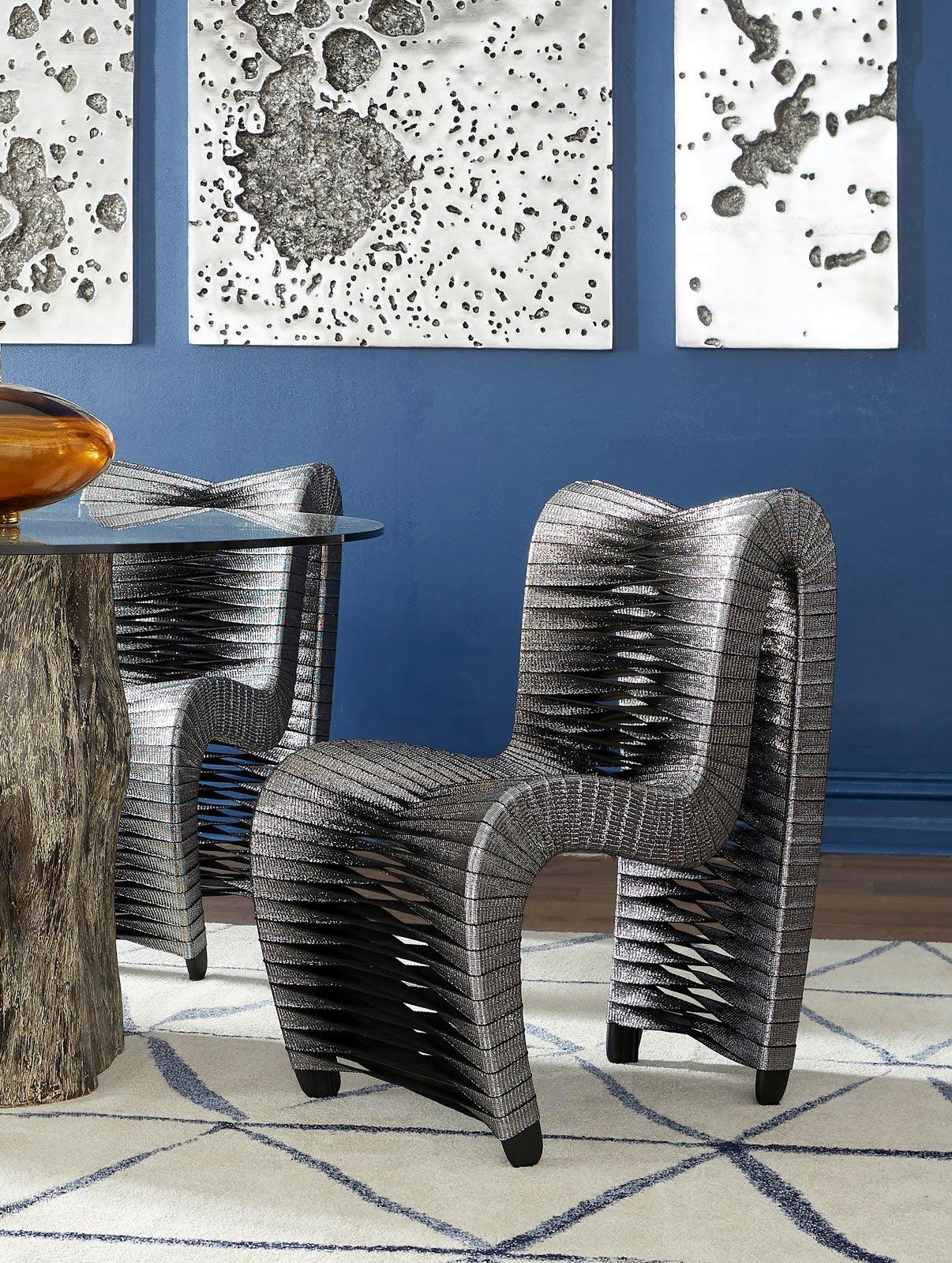 Seat Belt Dining Chair, Silver, Metallic - Frankwebs