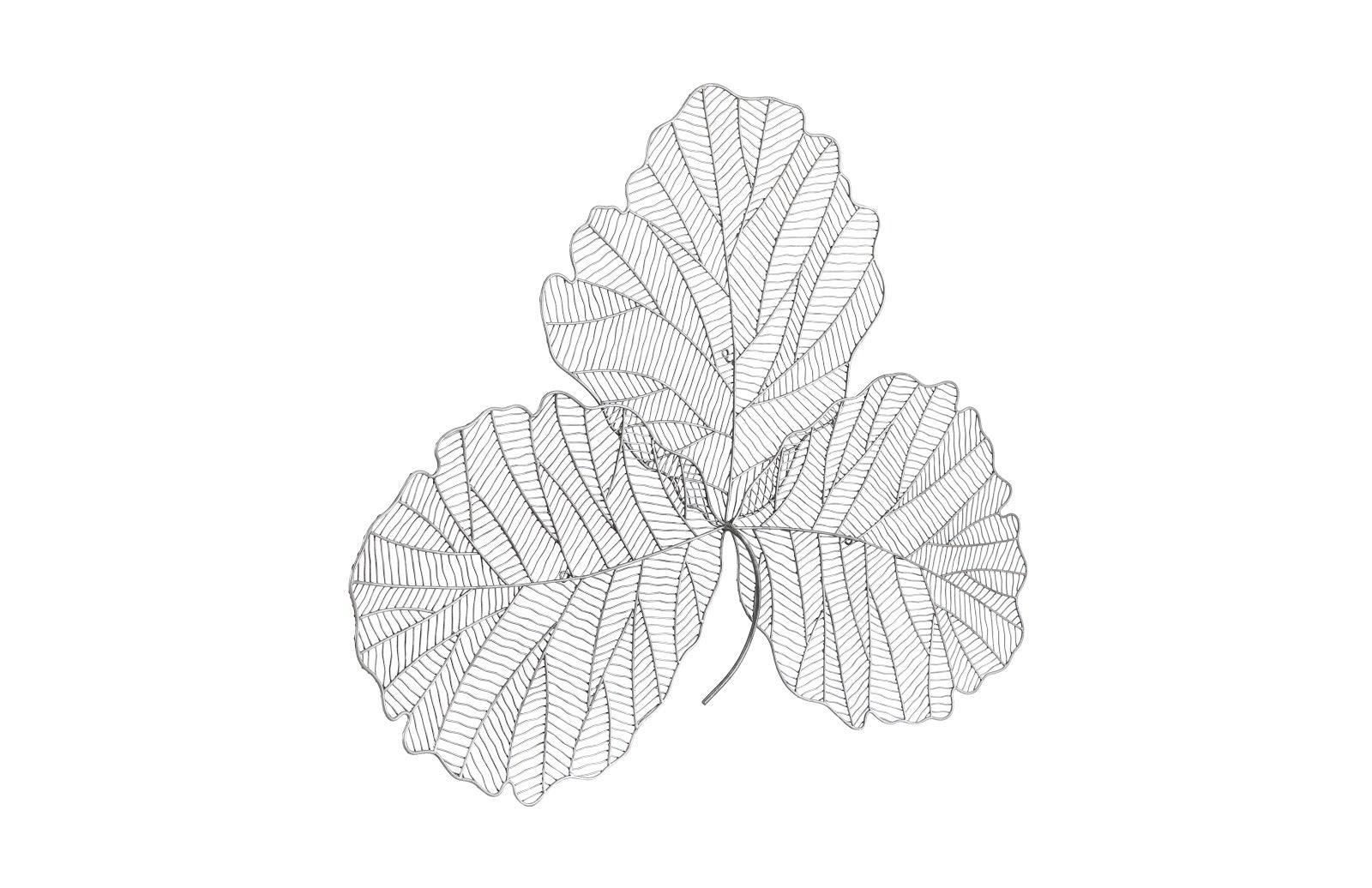 Tri Leaf Wall Art, Medum, Metal, Silver/Black - Frankwebs