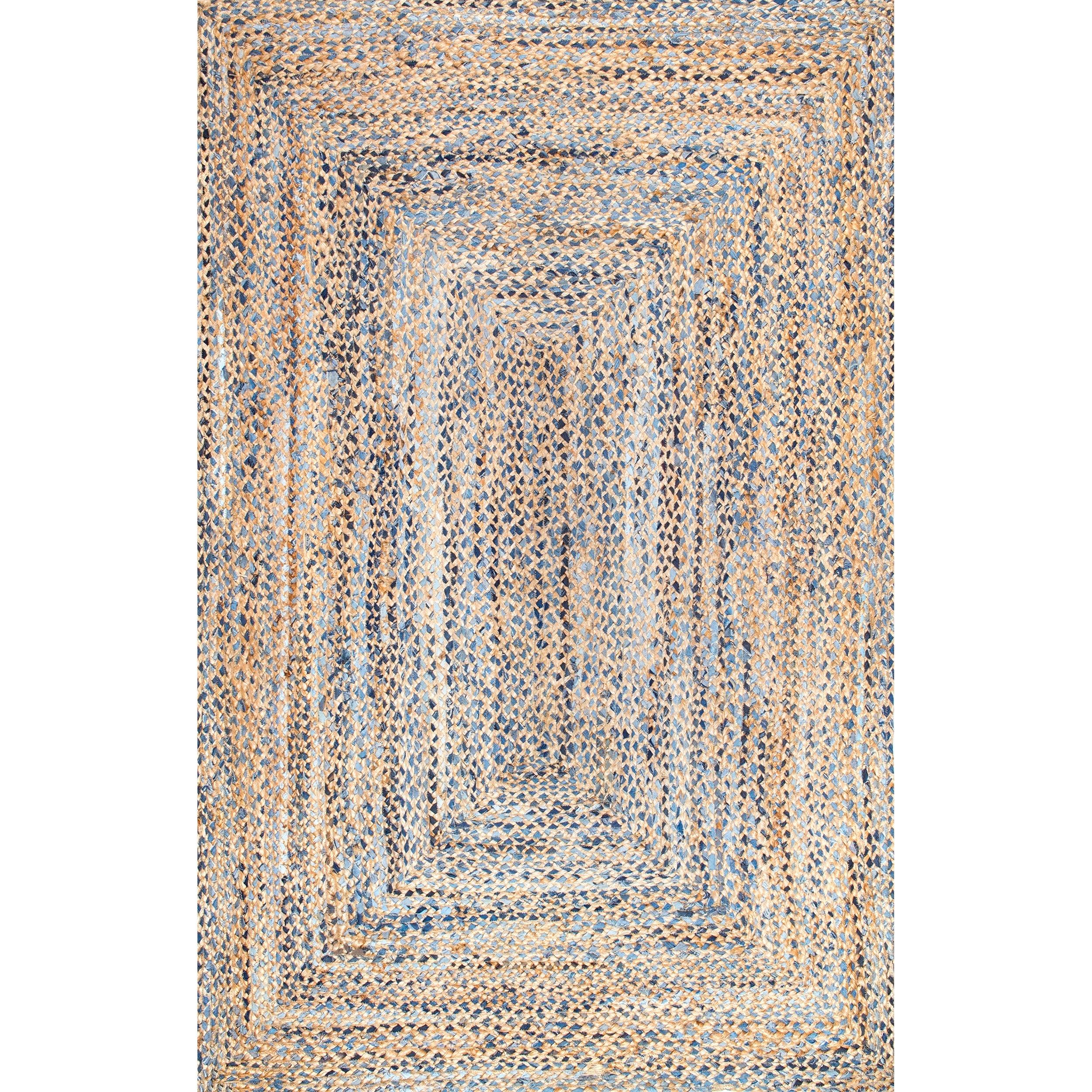 Eliz Braided Denim and Jute Area Rug - Frankwebs