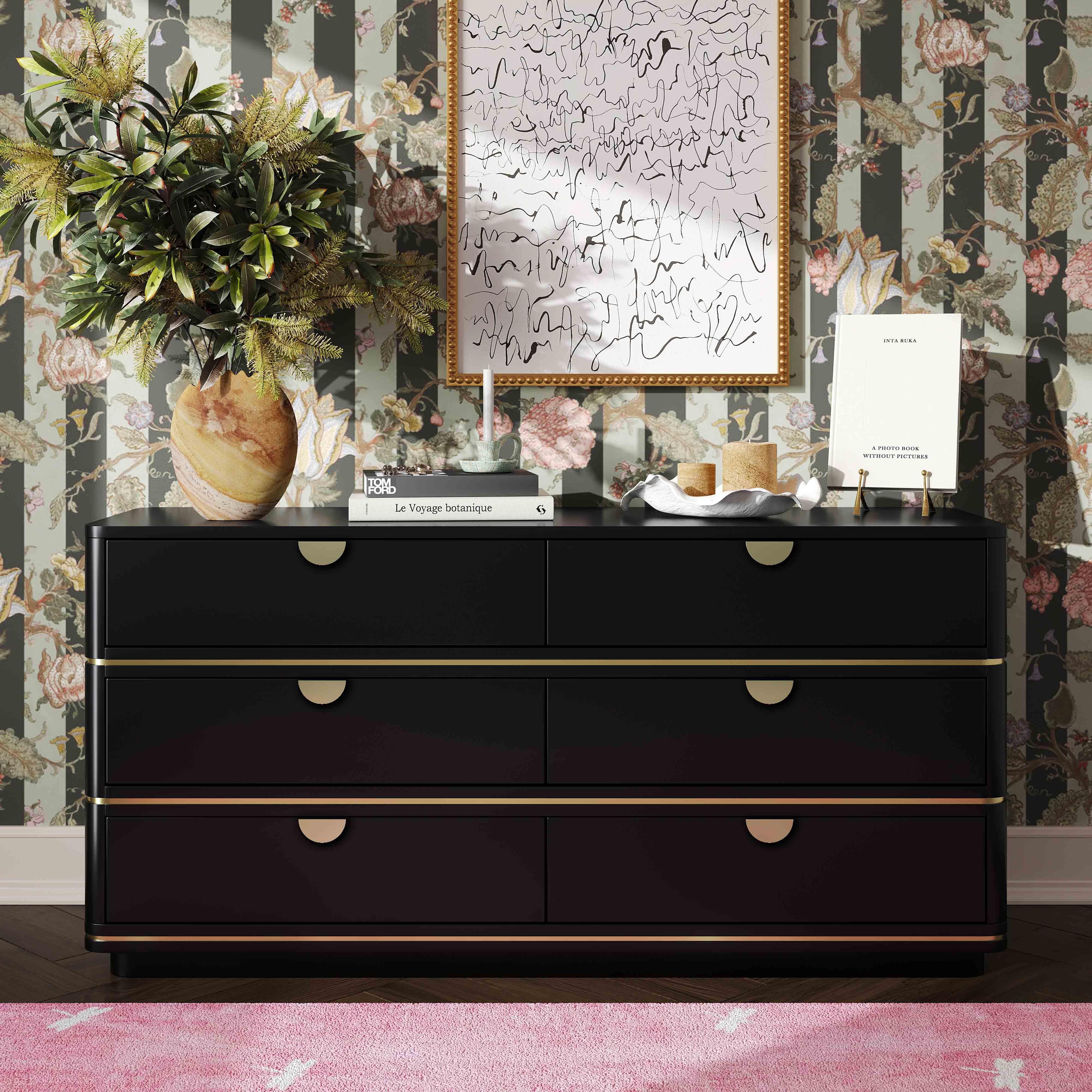 Julieta Black 6 Drawer Dresser - Frankwebs