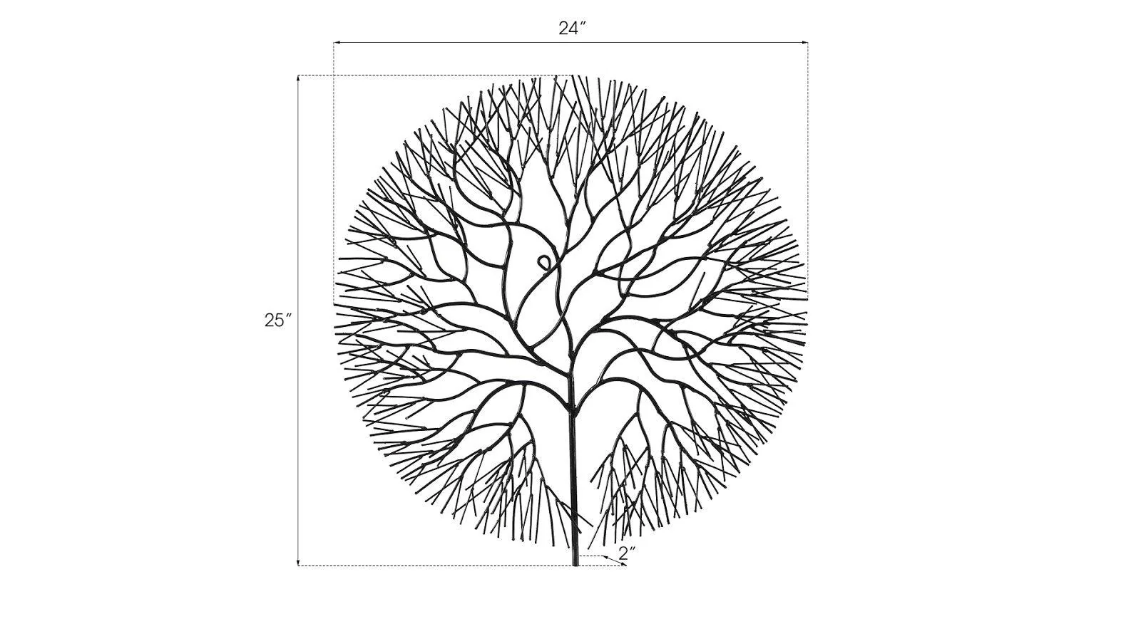 Wire Tree Wall Art, Medium, Circle, Metal, Black - Frankwebs
