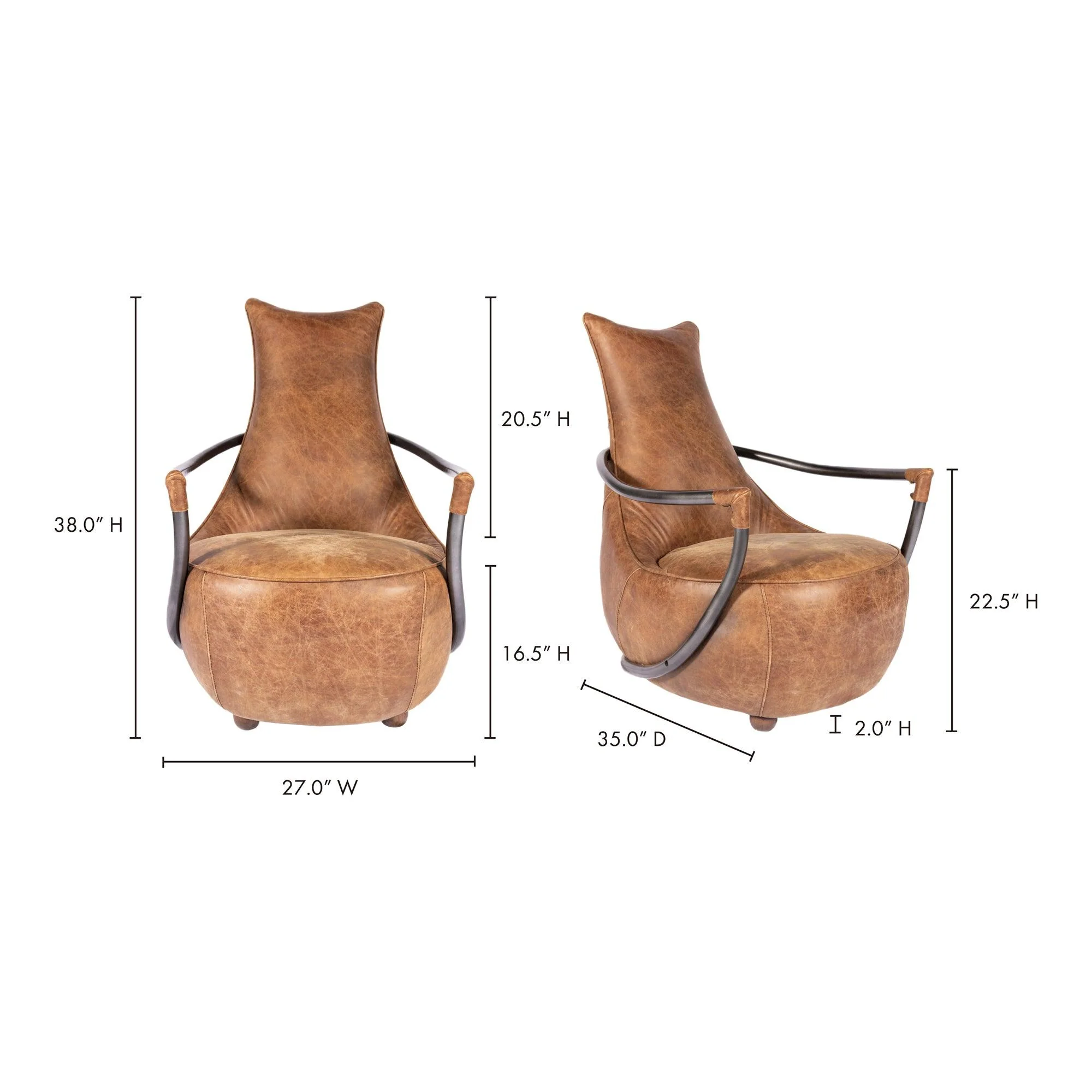 Carlisle Club Chair Grazed Brown Leather - Frankwebs