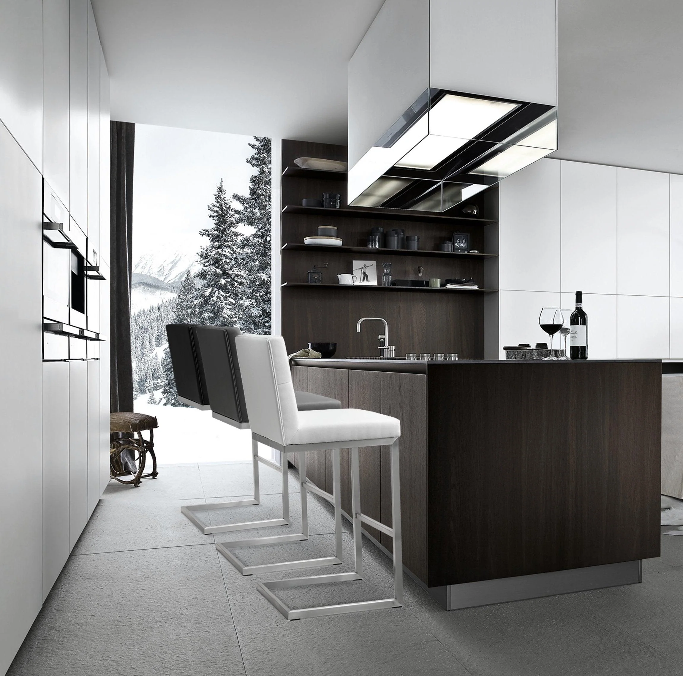 Helsinki White Stainless Steel Barstool - Set of 2 - Frankwebs