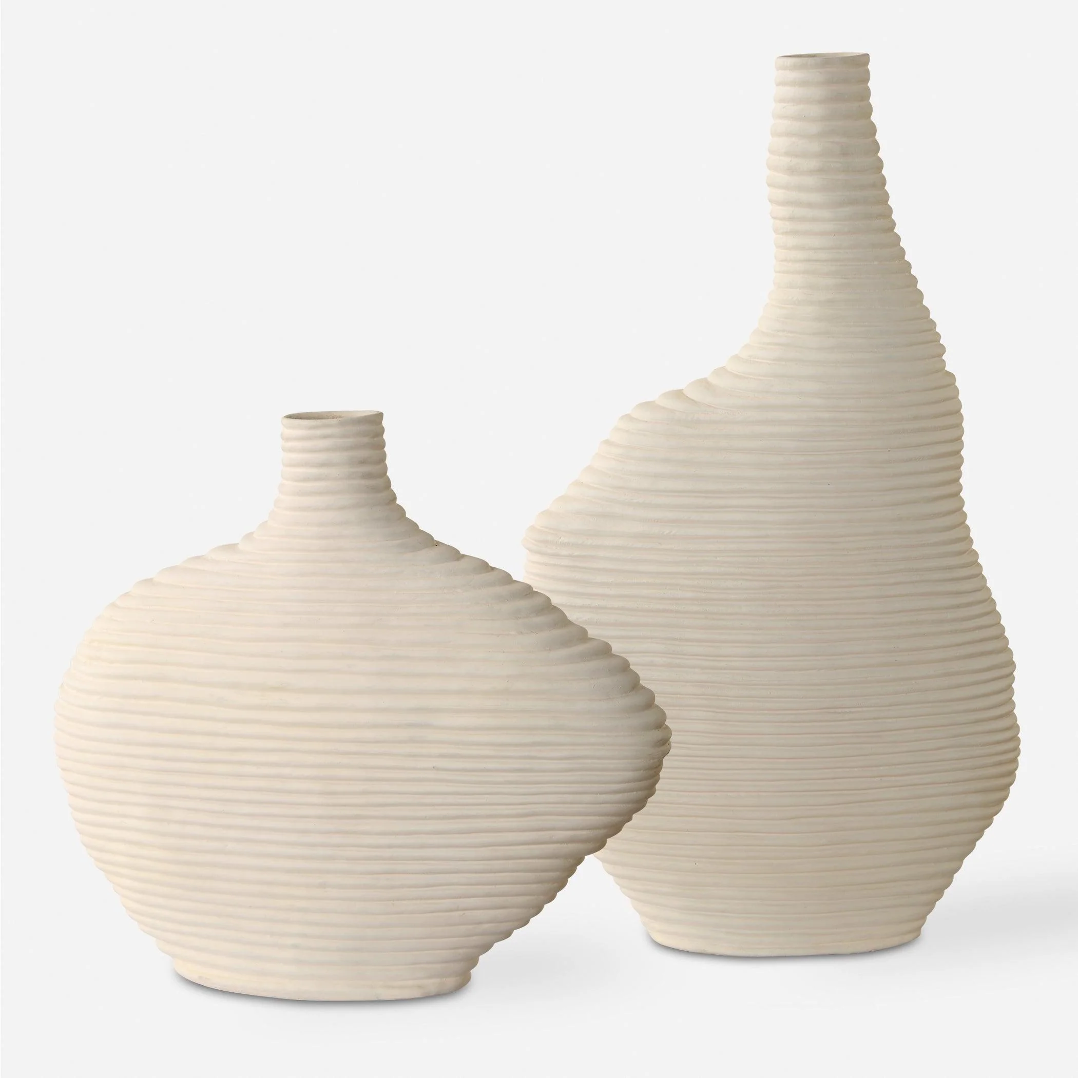 Duostacked Matte White Vases, S/2 - Frankwebs