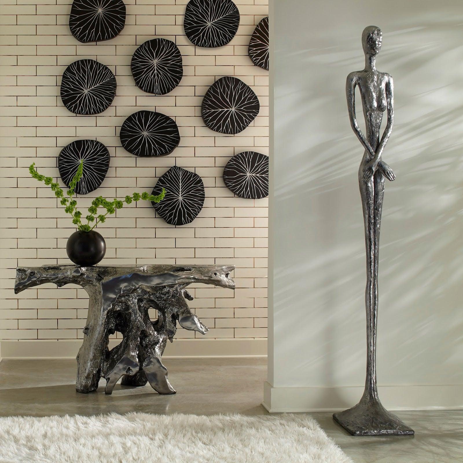 Rivulet Wall Tile, Chamcha Wood, Silver Leaf on Black - Frankwebs
