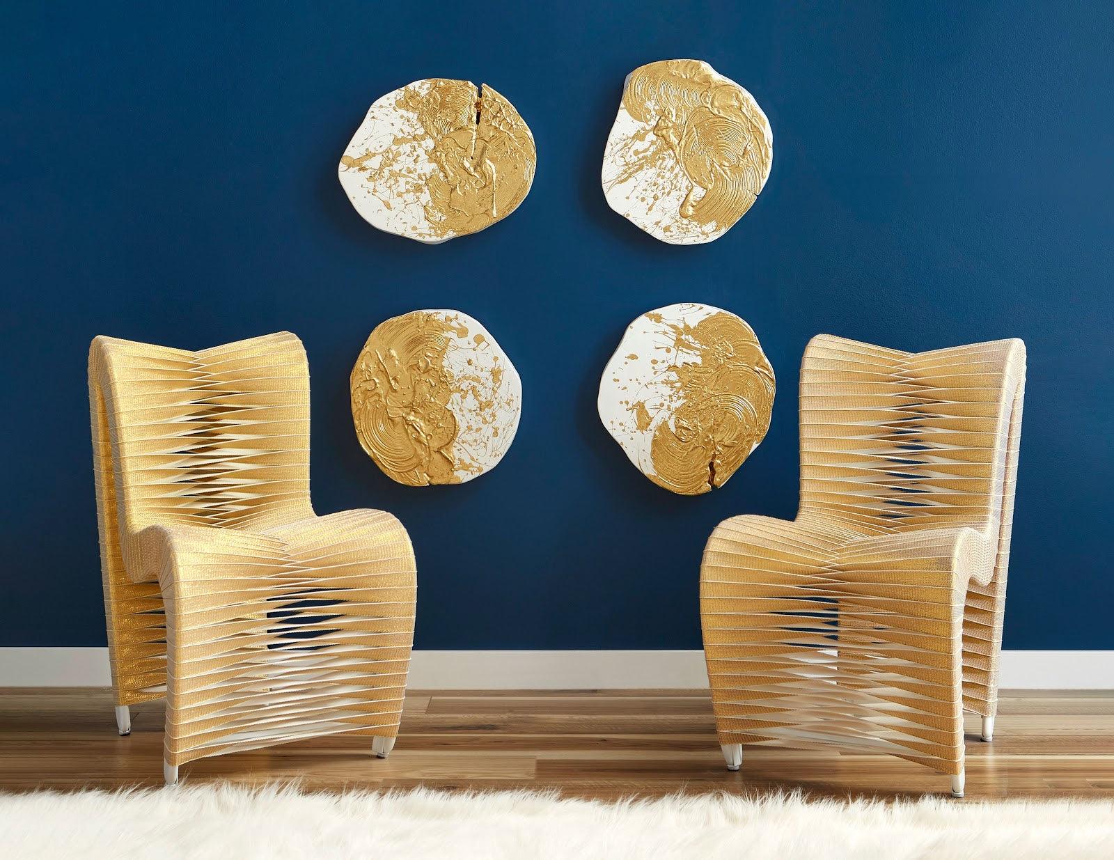 Seat Belt Dining Chair, Gold, Metallic - Frankwebs