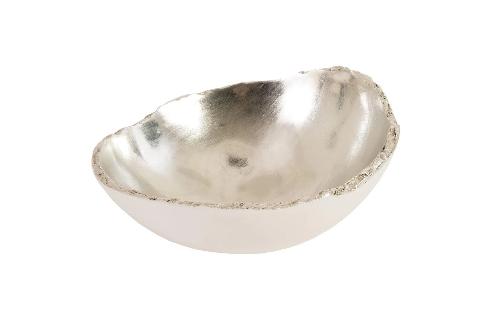 Broken Egg Bowl, White and Silver Leaf - Frankwebs