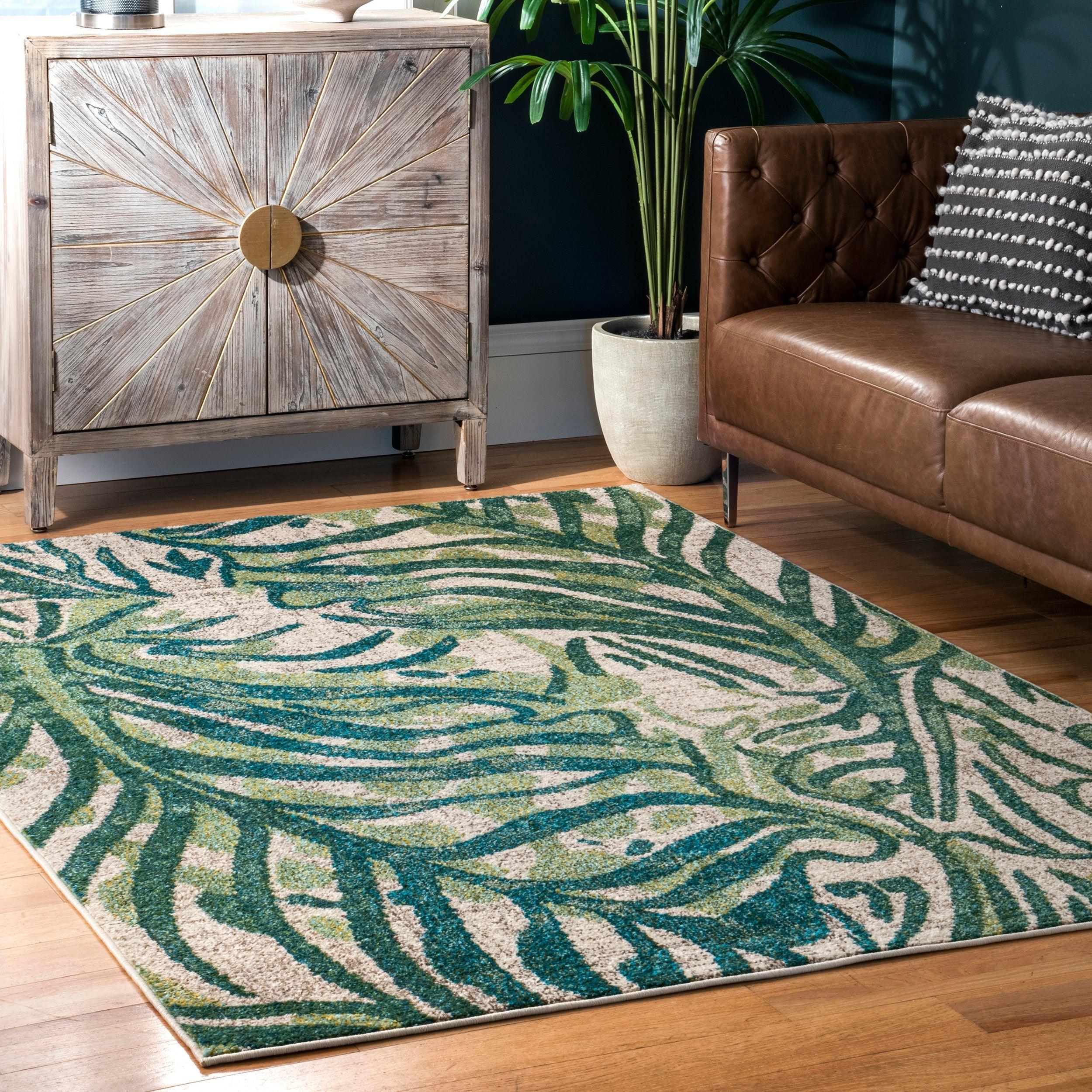 Cali Abstract Leaves Area Rug - Frankwebs