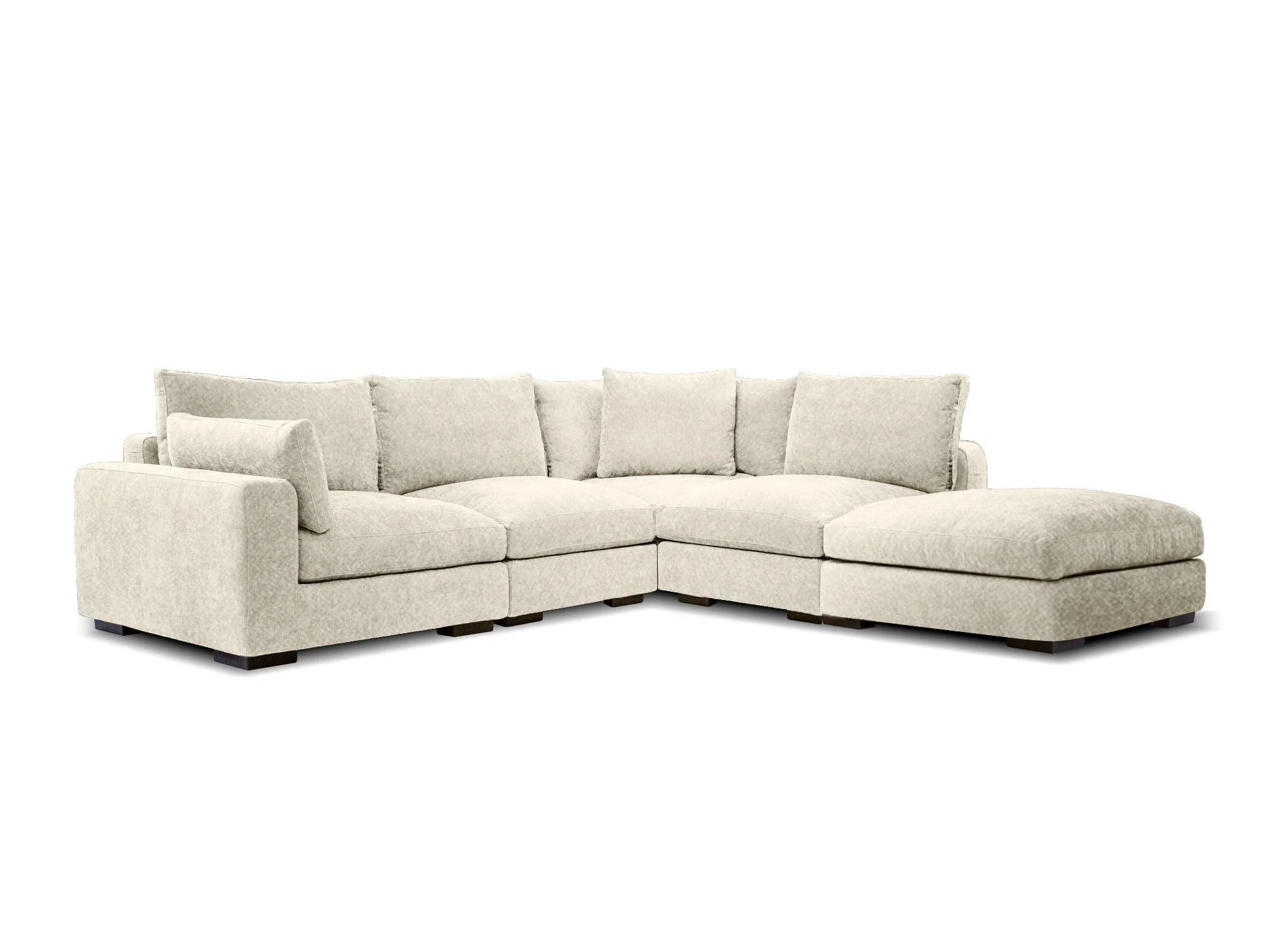 ONZA Sectional 5-Piece Chaise Left Side Facing (Corner, RAF, 2 Armless, Ottoman) - Frankwebs