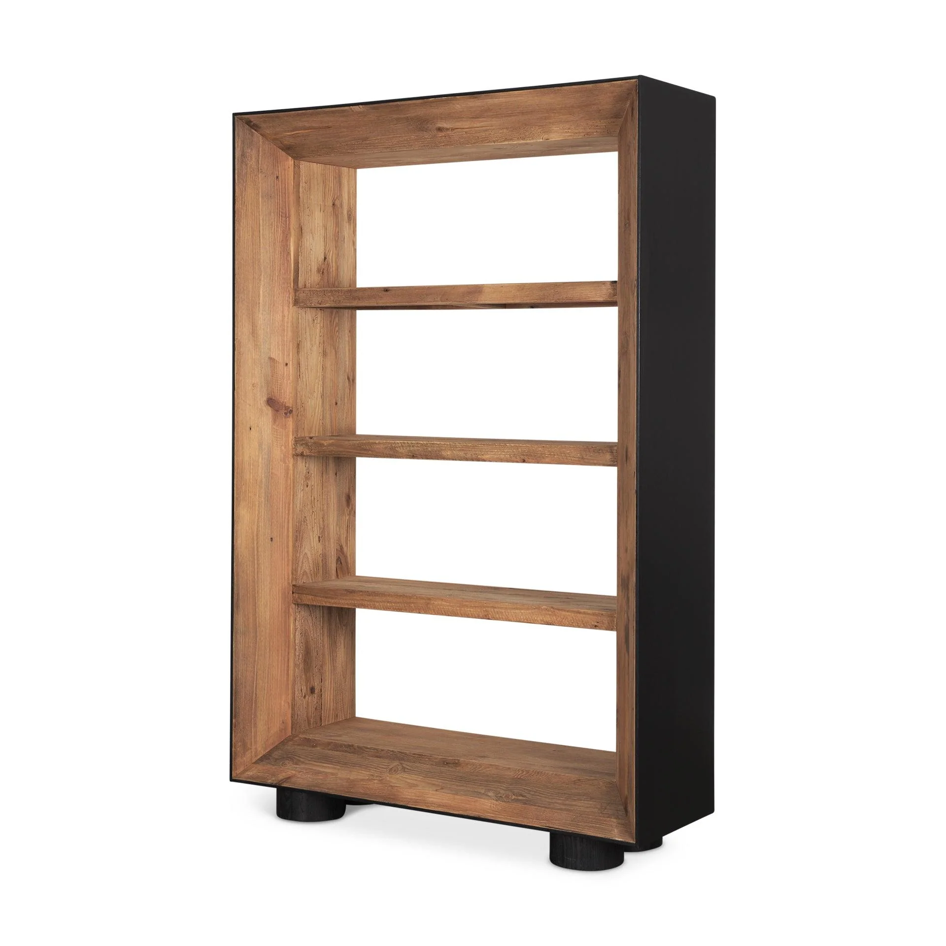 Tabor Natural Wood w/ Black Oak Frame Bookcase - Frankwebs