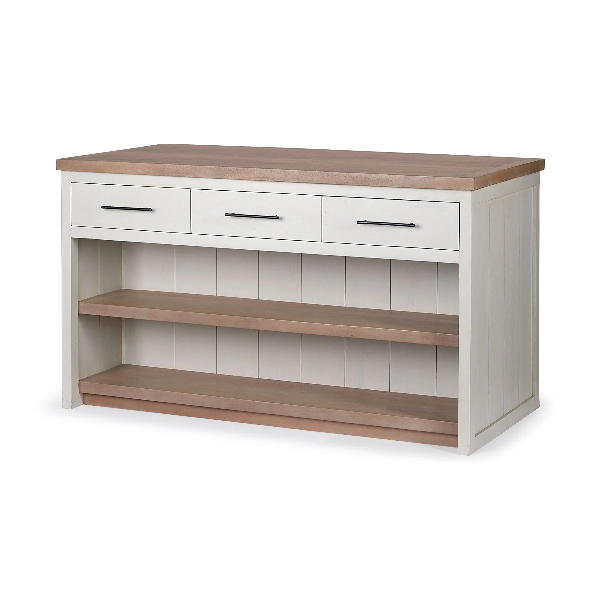 Fairview II White and Brown Two-Tone Stain Solid Wood Kitchen Island - Frankwebs