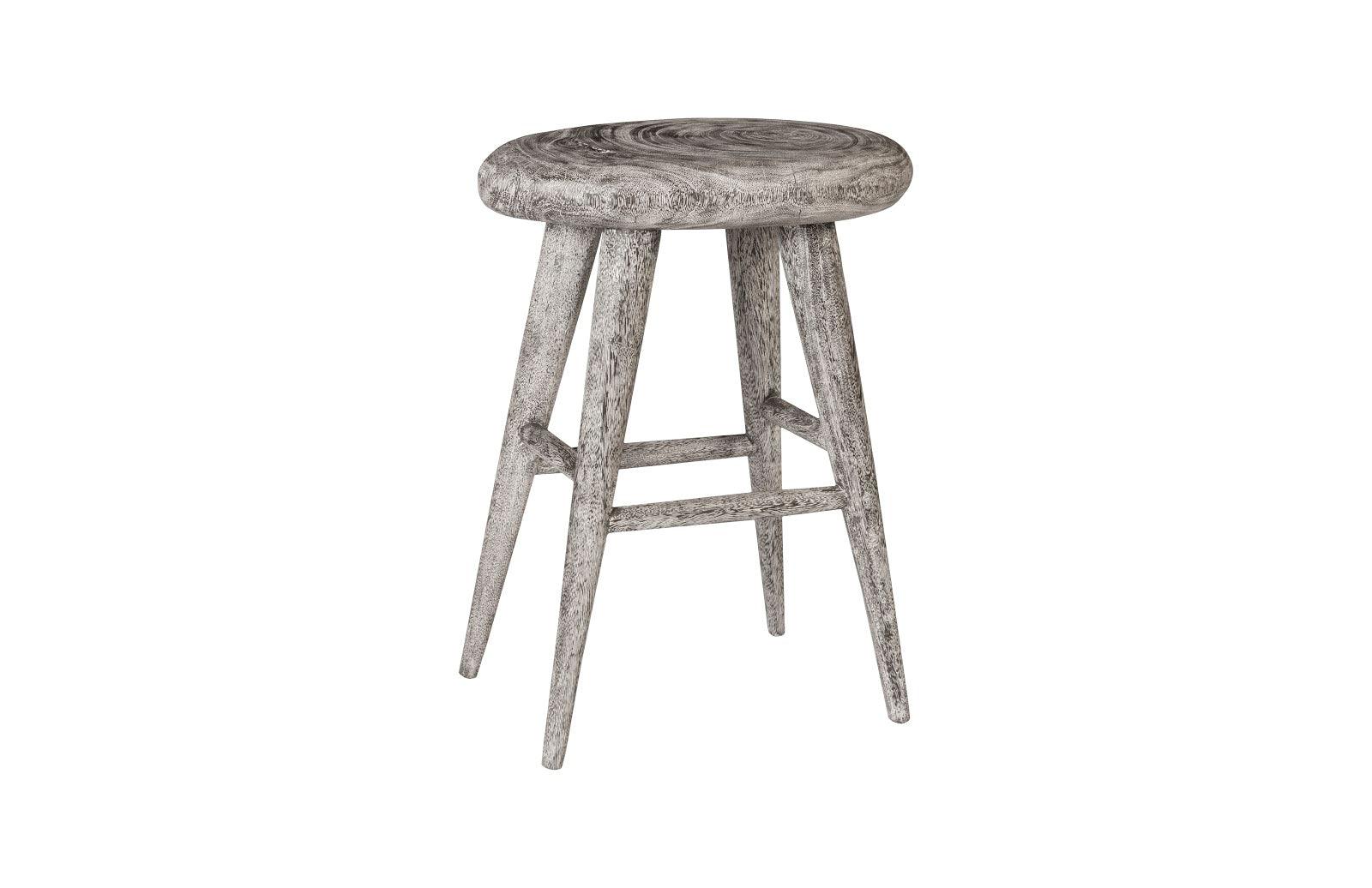 Smoothed Counter Stool, Chamcha Wood, Gray Stone, Oval - Frankwebs