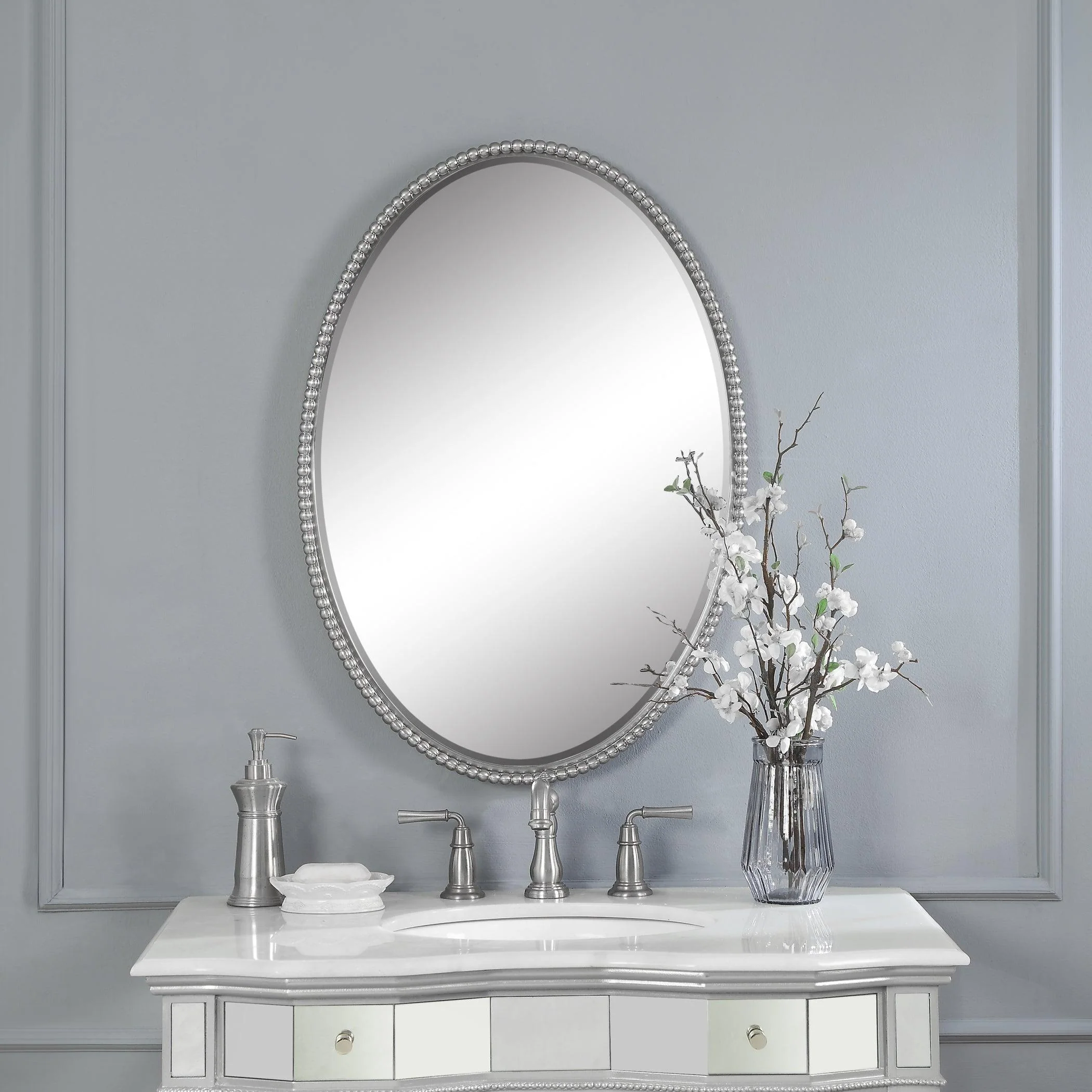 SHERISE BRUSHED NICKEL OVAL MIRROR - Frankwebs