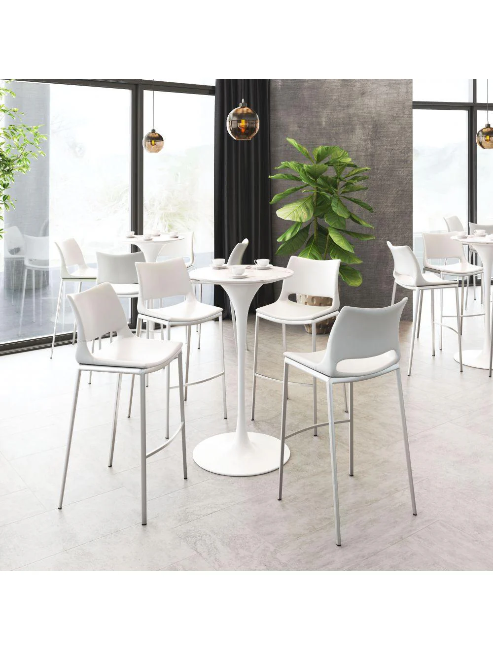 Ace Bar Chair (Set of 2) White & Silver - Frankwebs