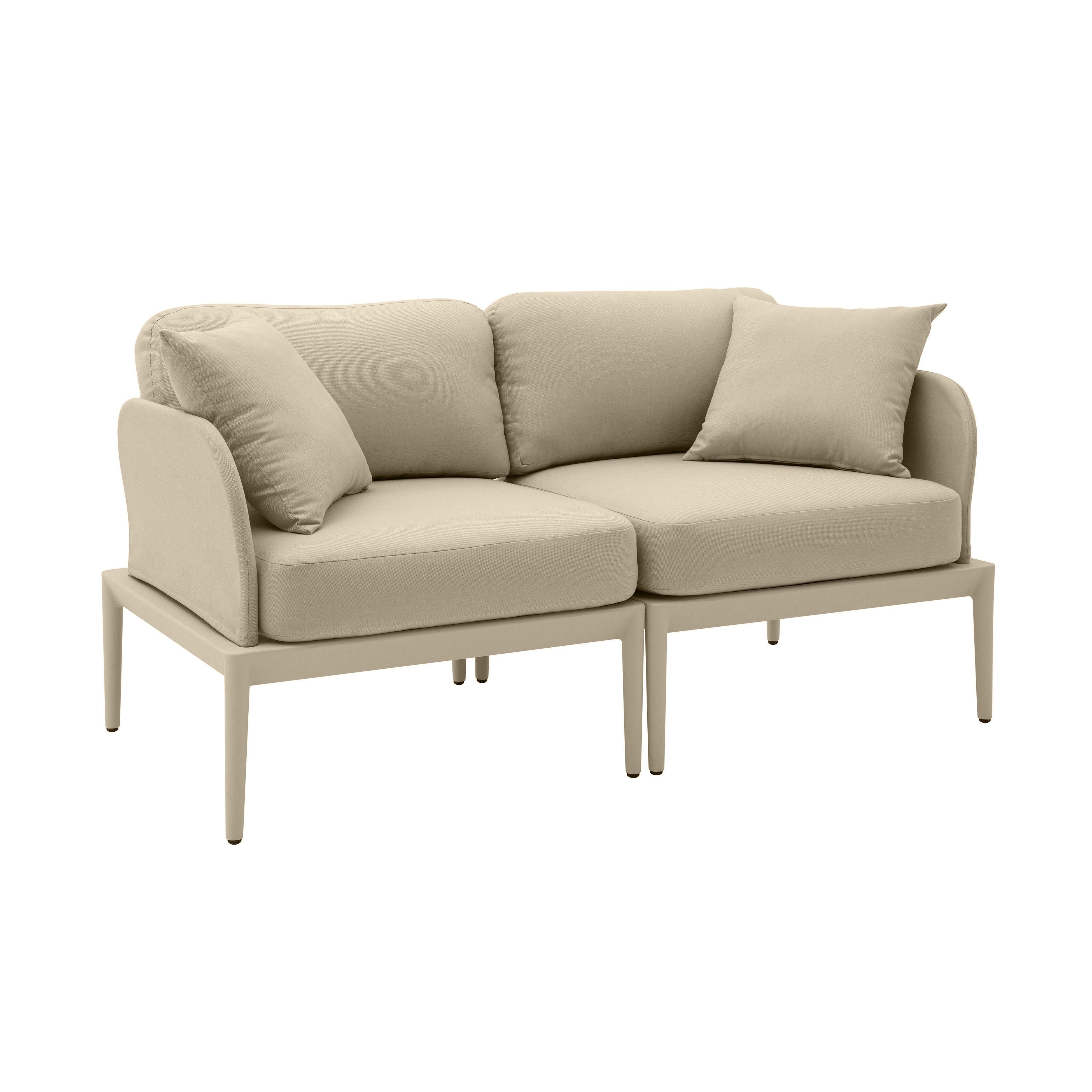 Kapri Taupe Modular Outdoor Loveseat - Frankwebs