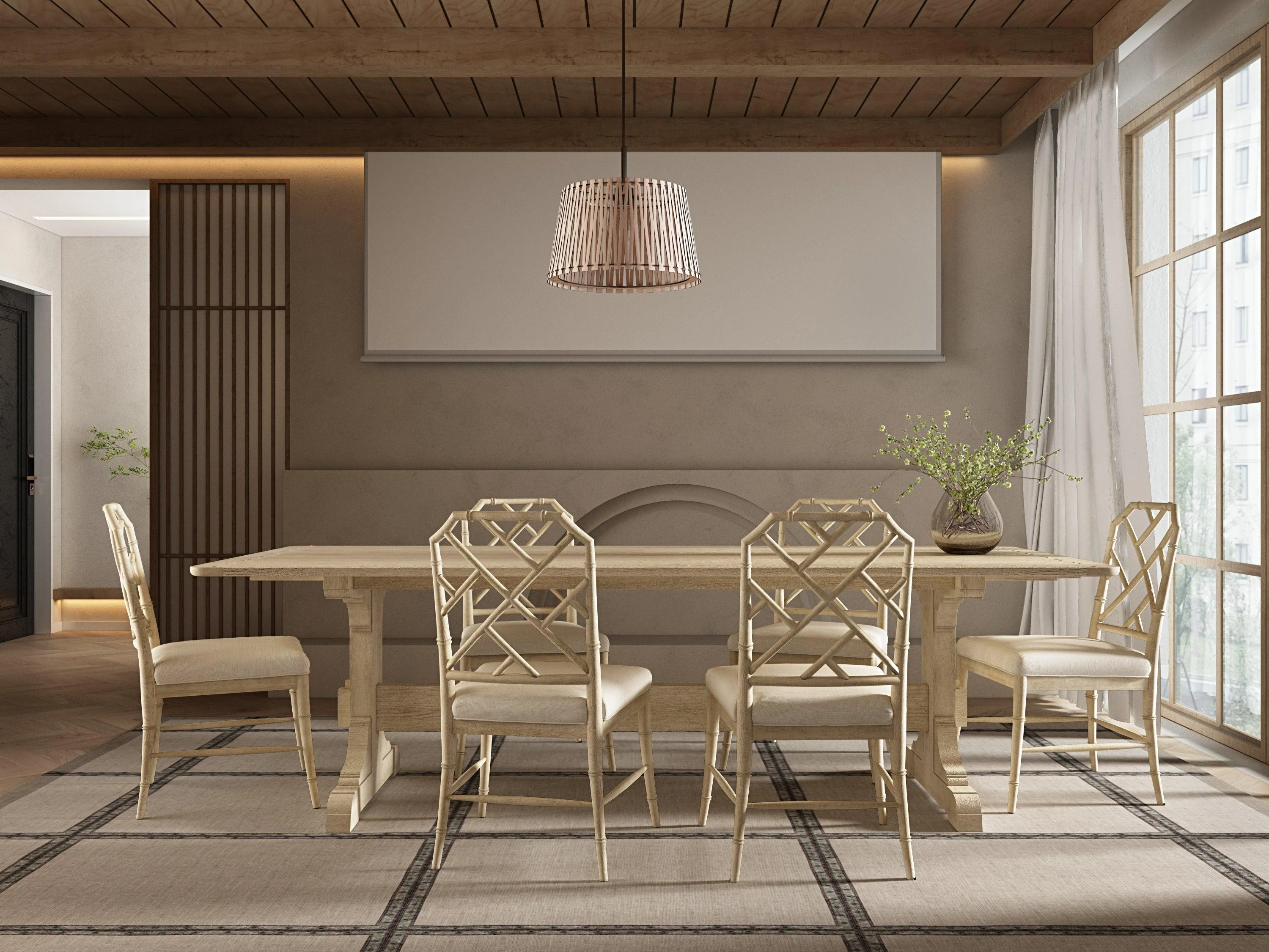 Timeless Epoch Trestle Dining Table in Stripped Oak - Frankwebs