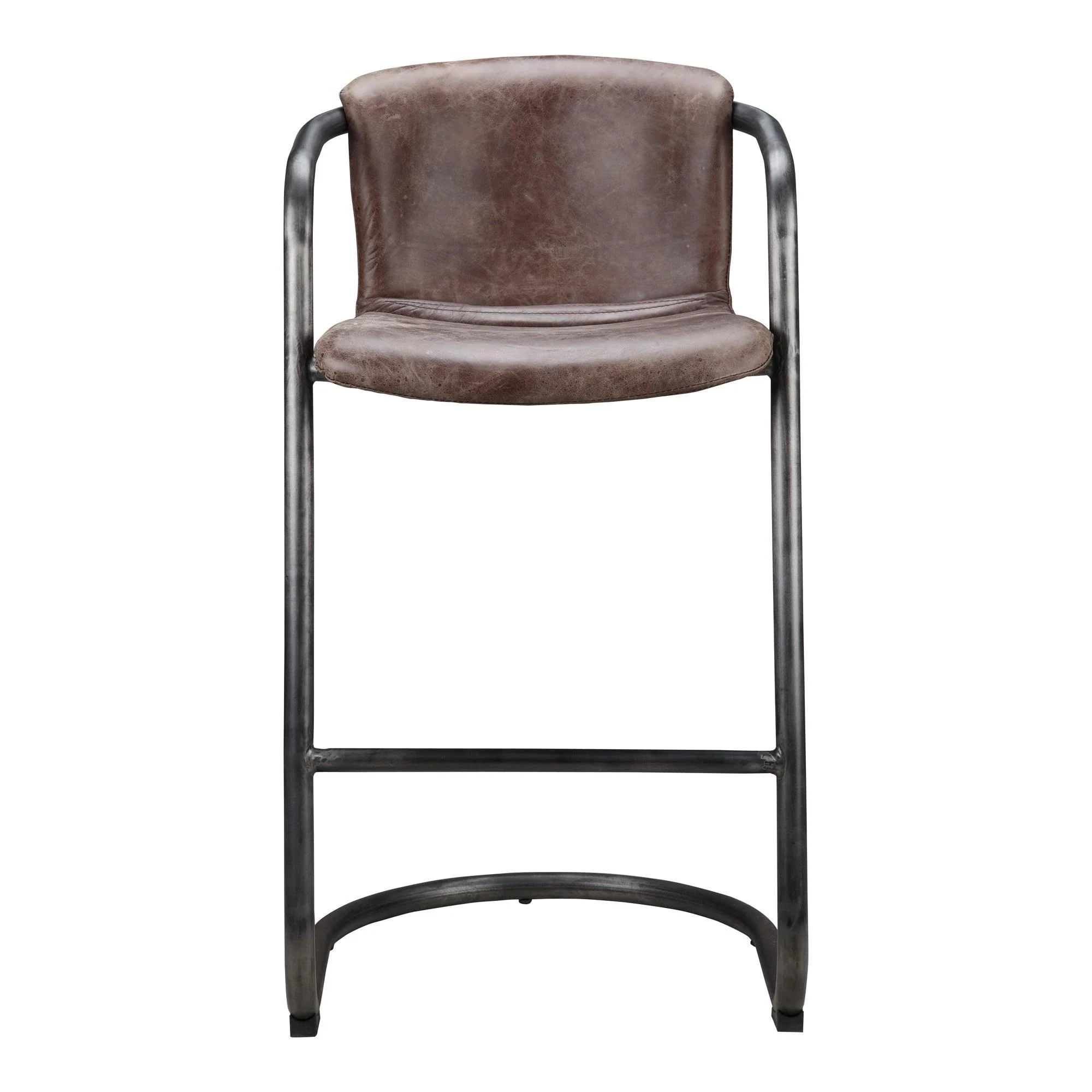 Freeman Barstool Grazed Brown Leather - Set Of Two - Frankwebs