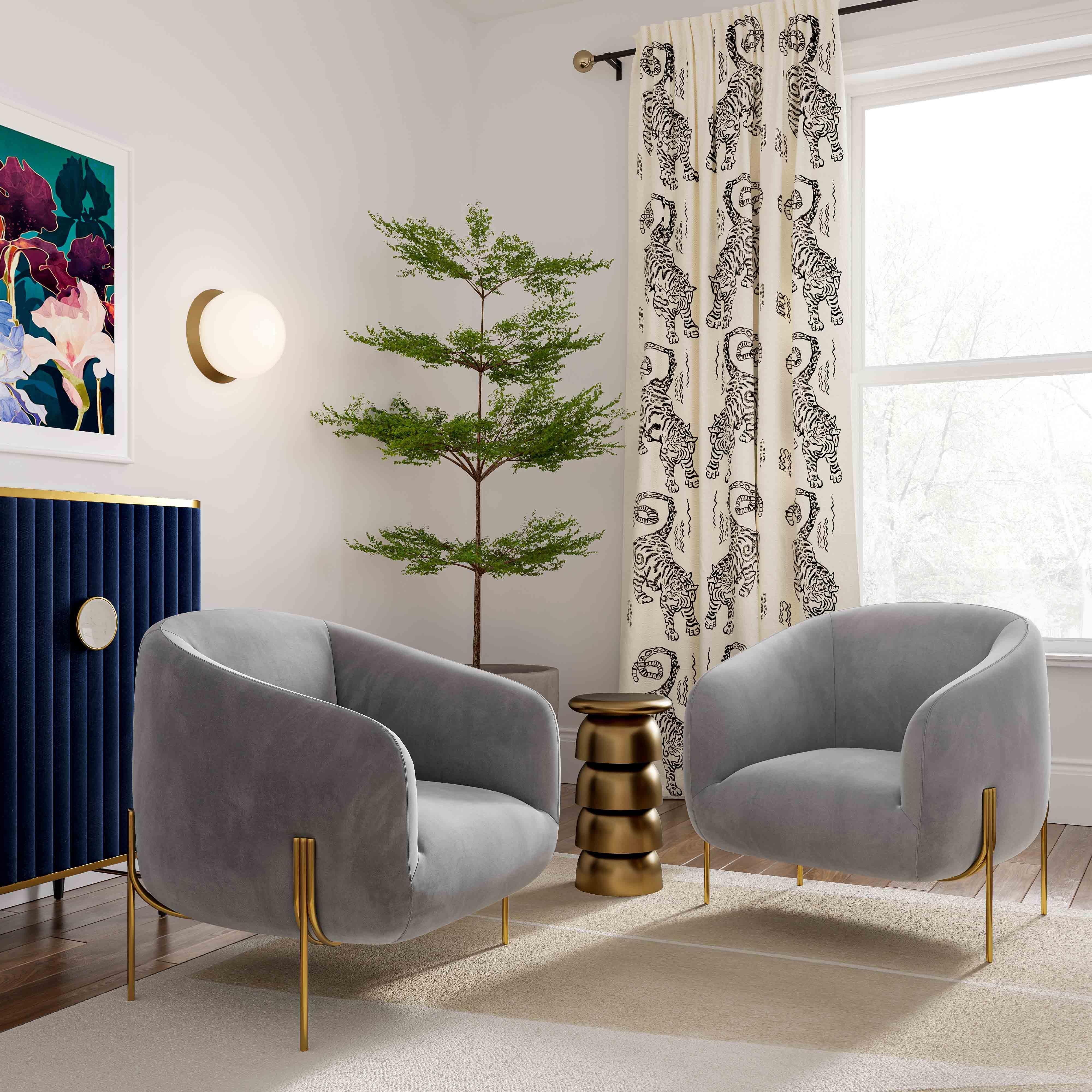 Kandra Grey Velvet Accent Chair - Frankwebs