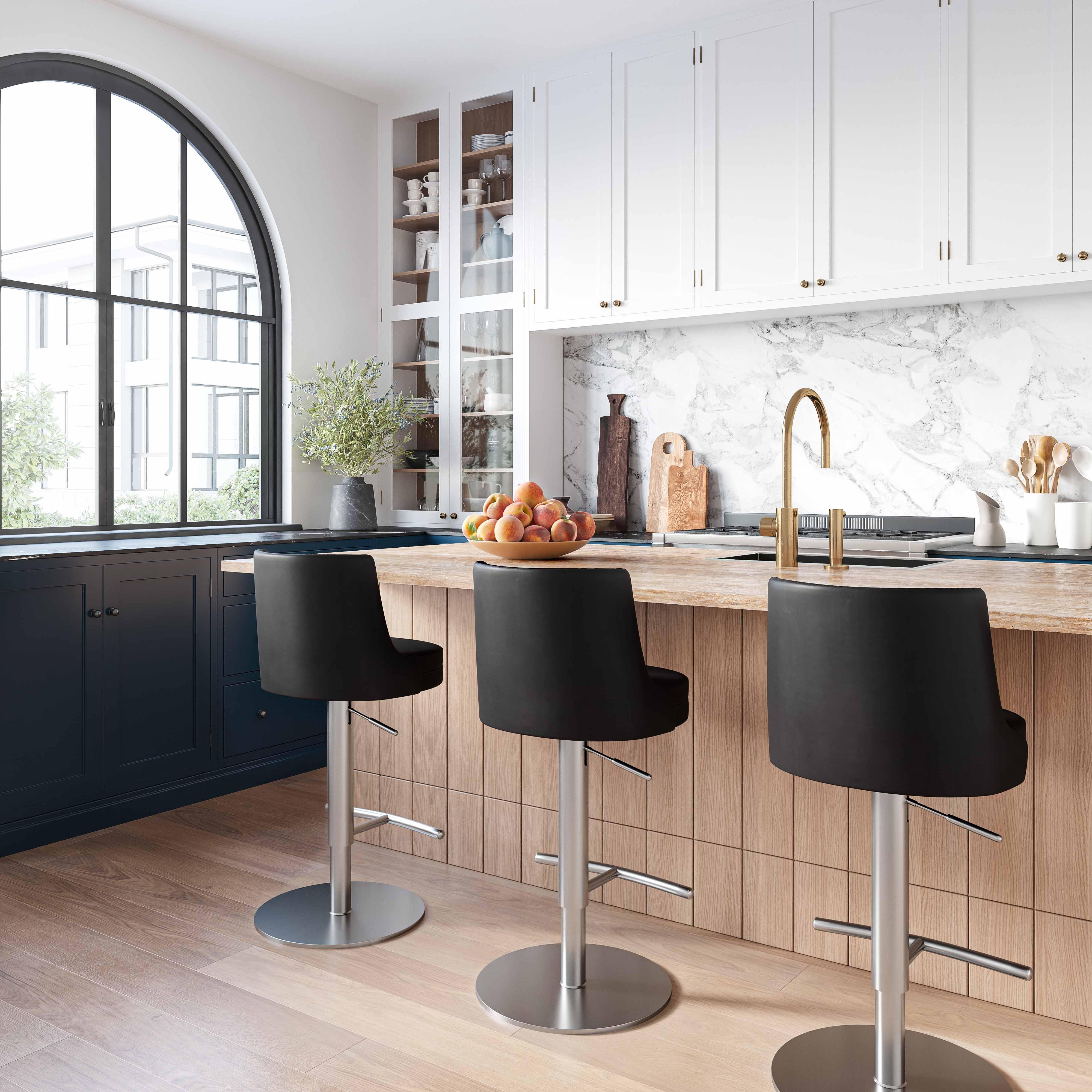 Reagan Black and Silver Adjustable Stool - Frankwebs