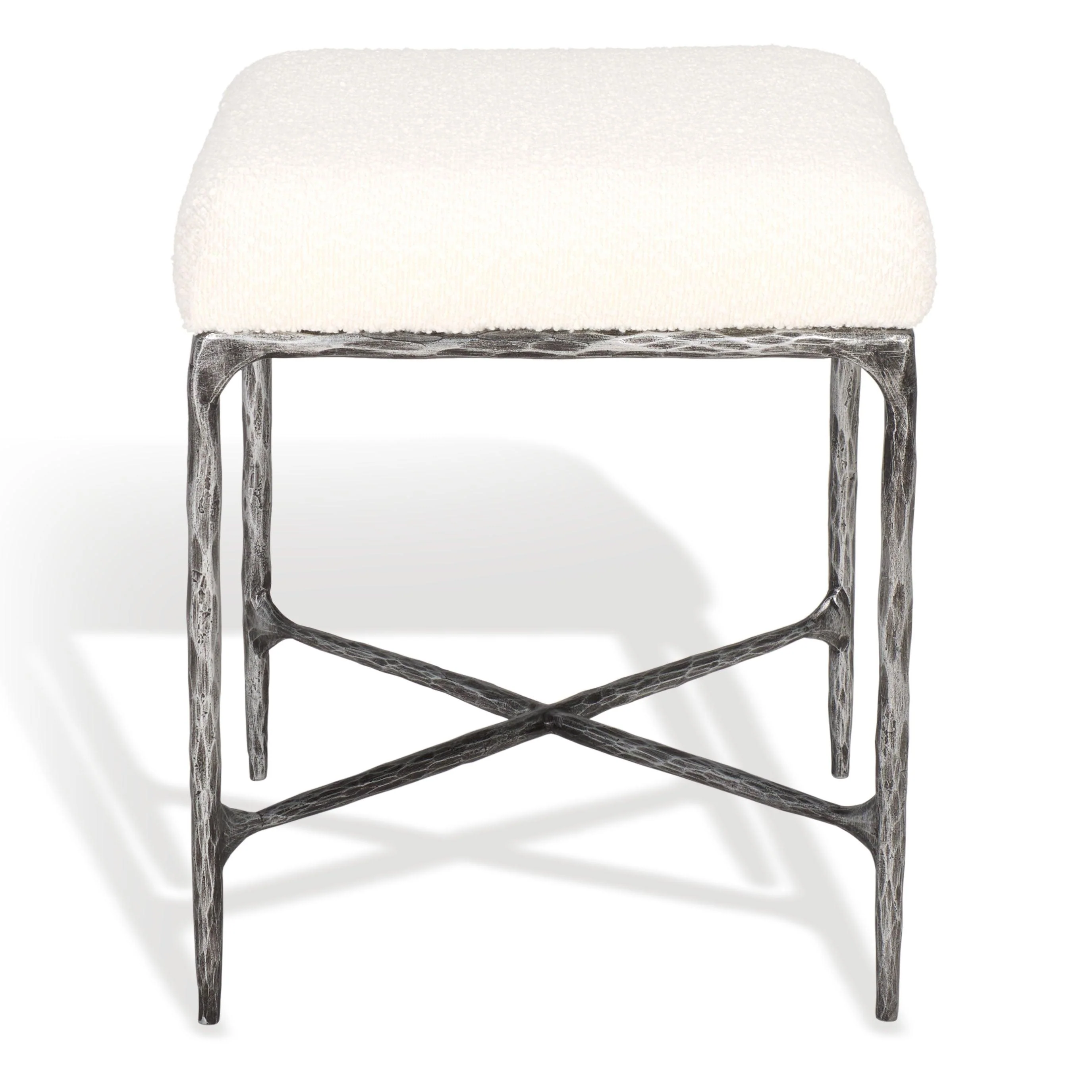 MANDY BOUCLE AND METAL OTTOMAN - Frankwebs