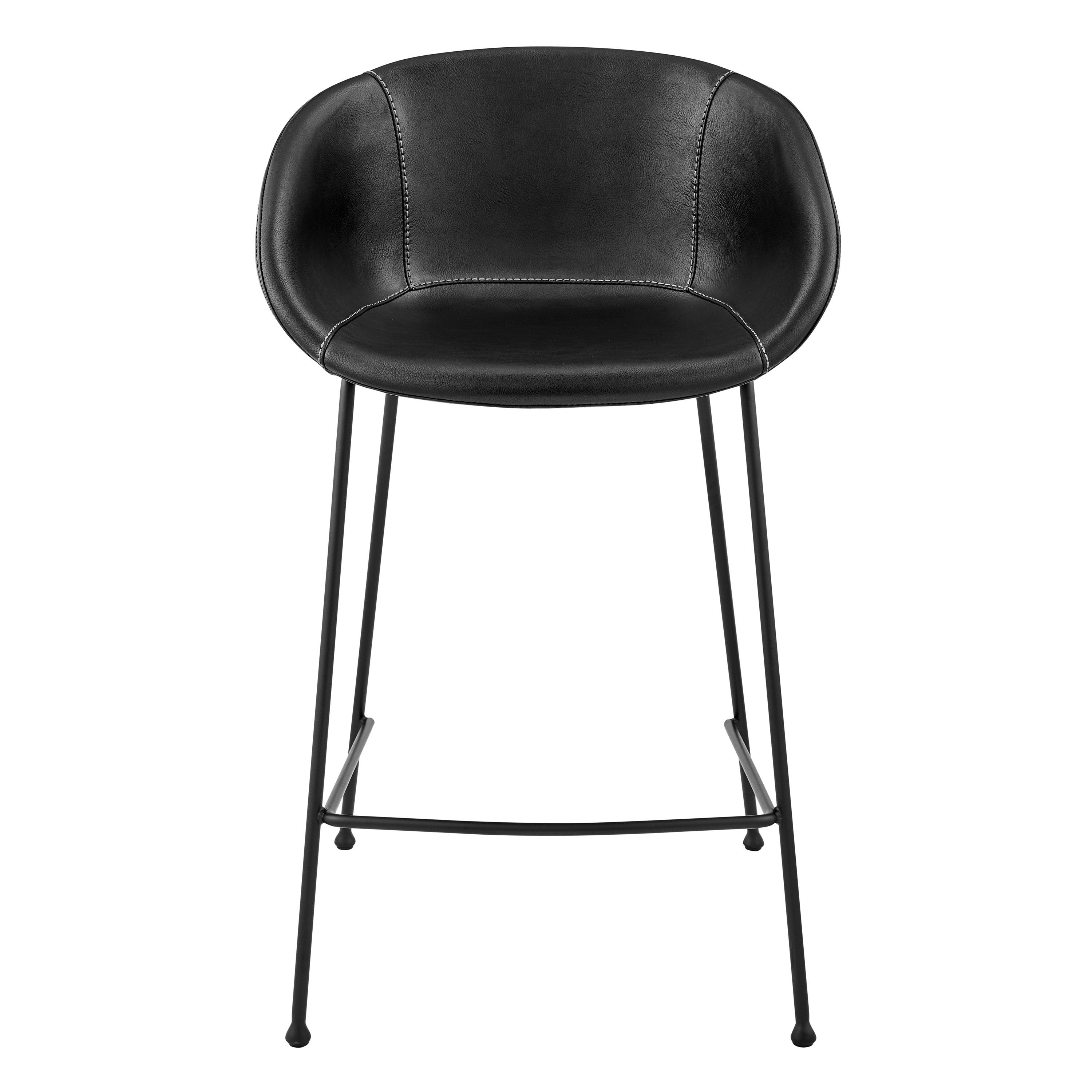 Zach-C Counter Stool with Leatherette and Matte Powder Coated Steel Frame and Legs - Set of 2 - Frankwebs
