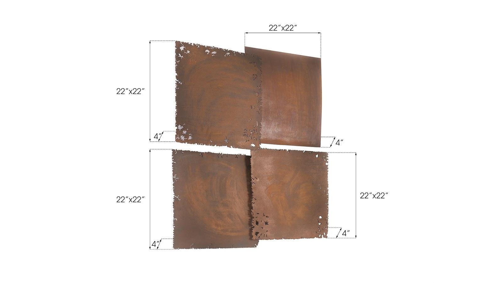 Cast Square Oil Drum Wall Tiles, Resin, Rust Finish, Set of 4 - Frankwebs