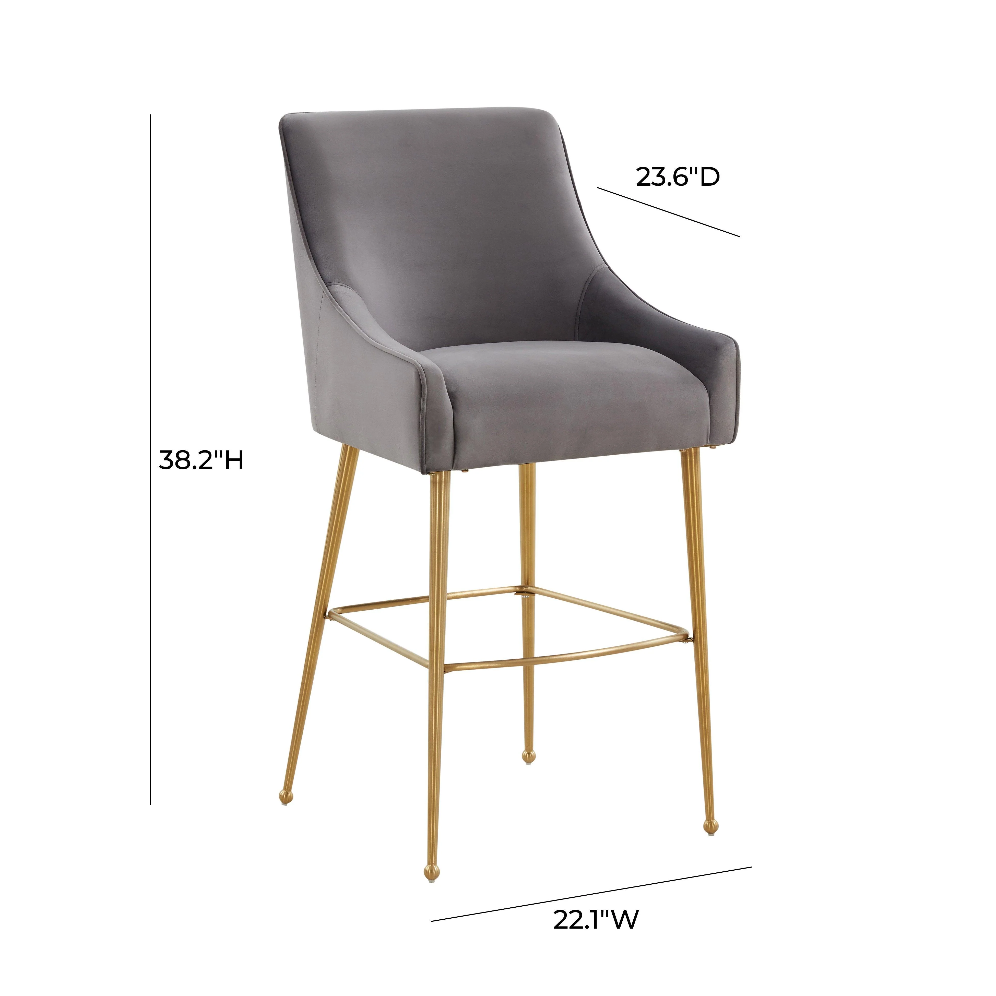 Beatrix Dark Grey Velvet Counter Stool - Gold Legs - Frankwebs