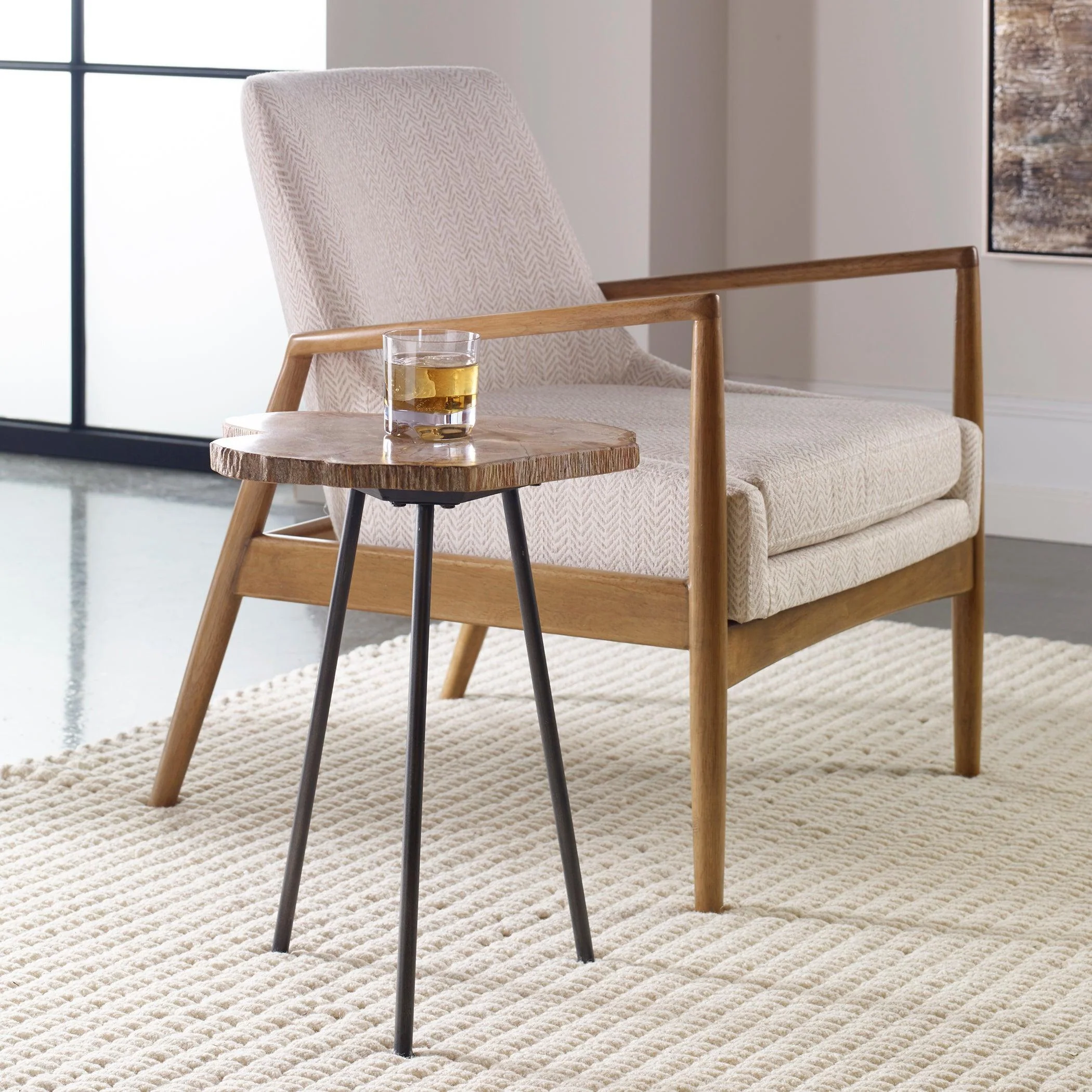 MIRCEA PETRIFIED WOOD ACCENT TABLE - Frankwebs