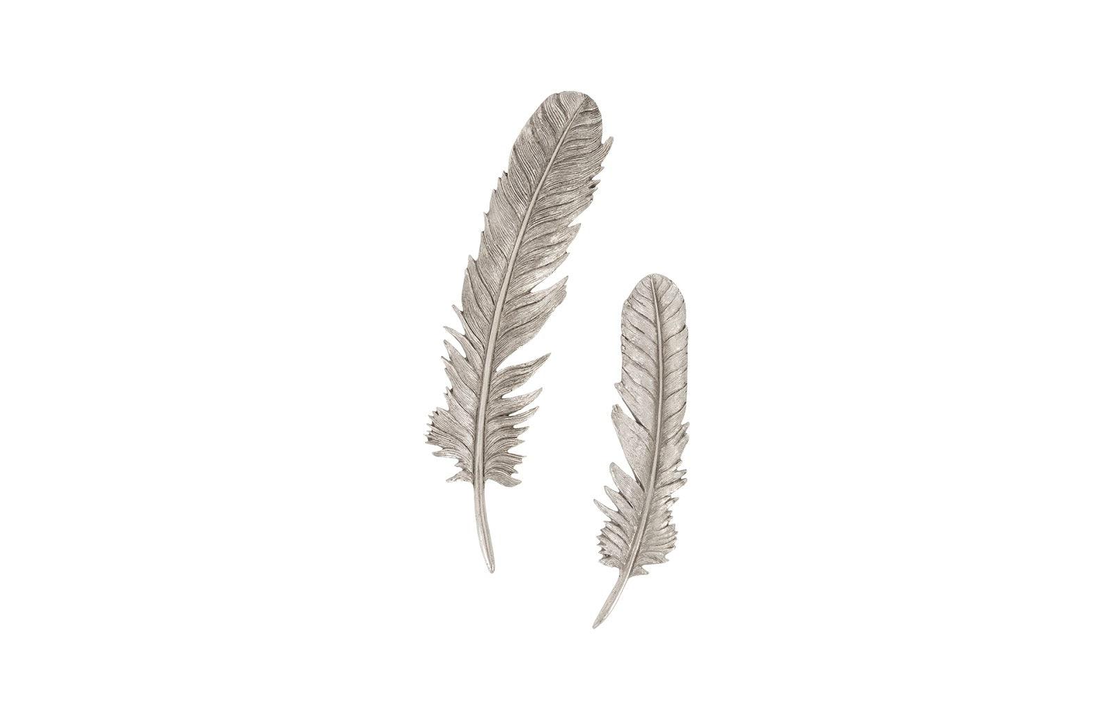 Feathers Wall Art, Small, Silver Leaf, Set of 2 - Frankwebs