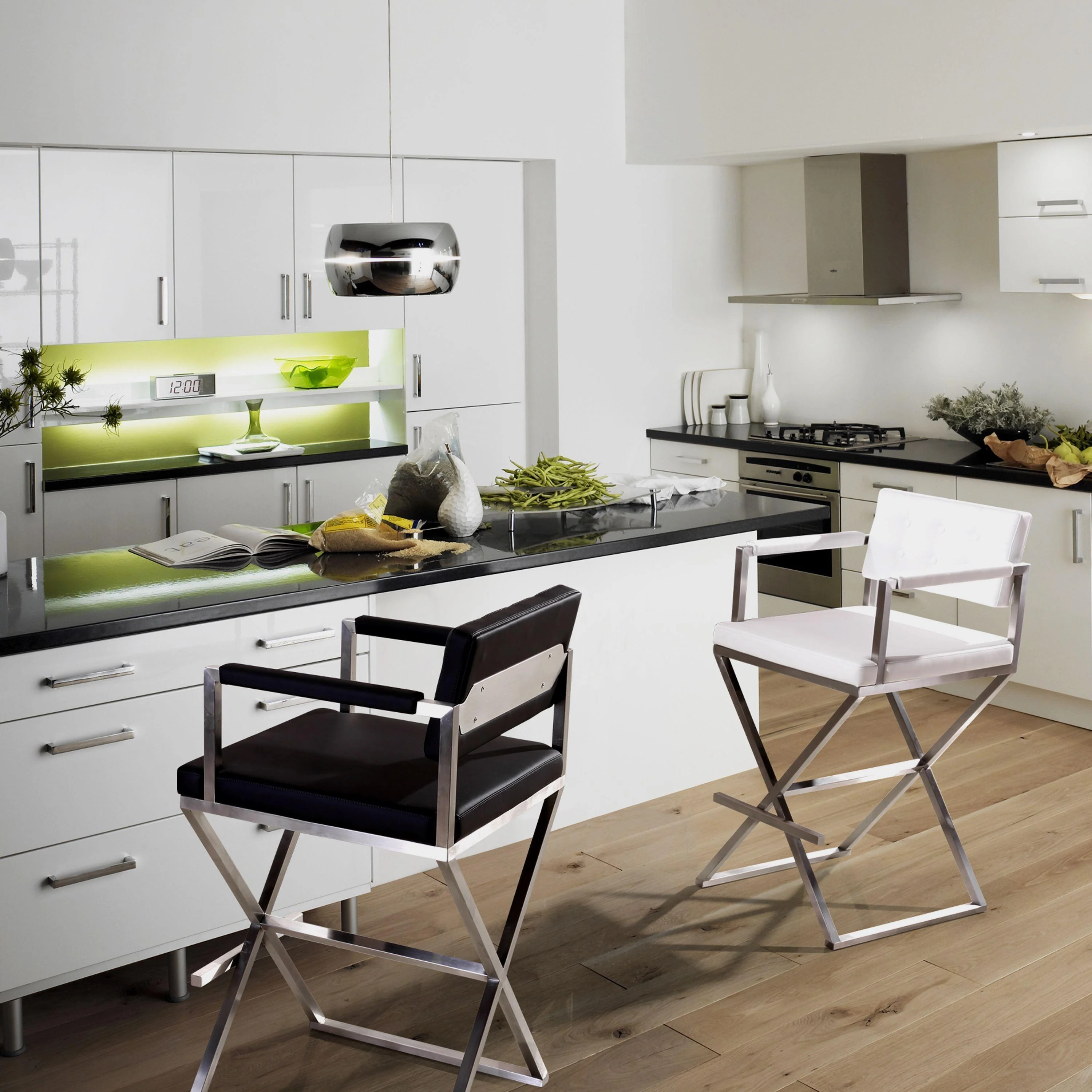 Director White Stainless Steel Barstool - Frankwebs