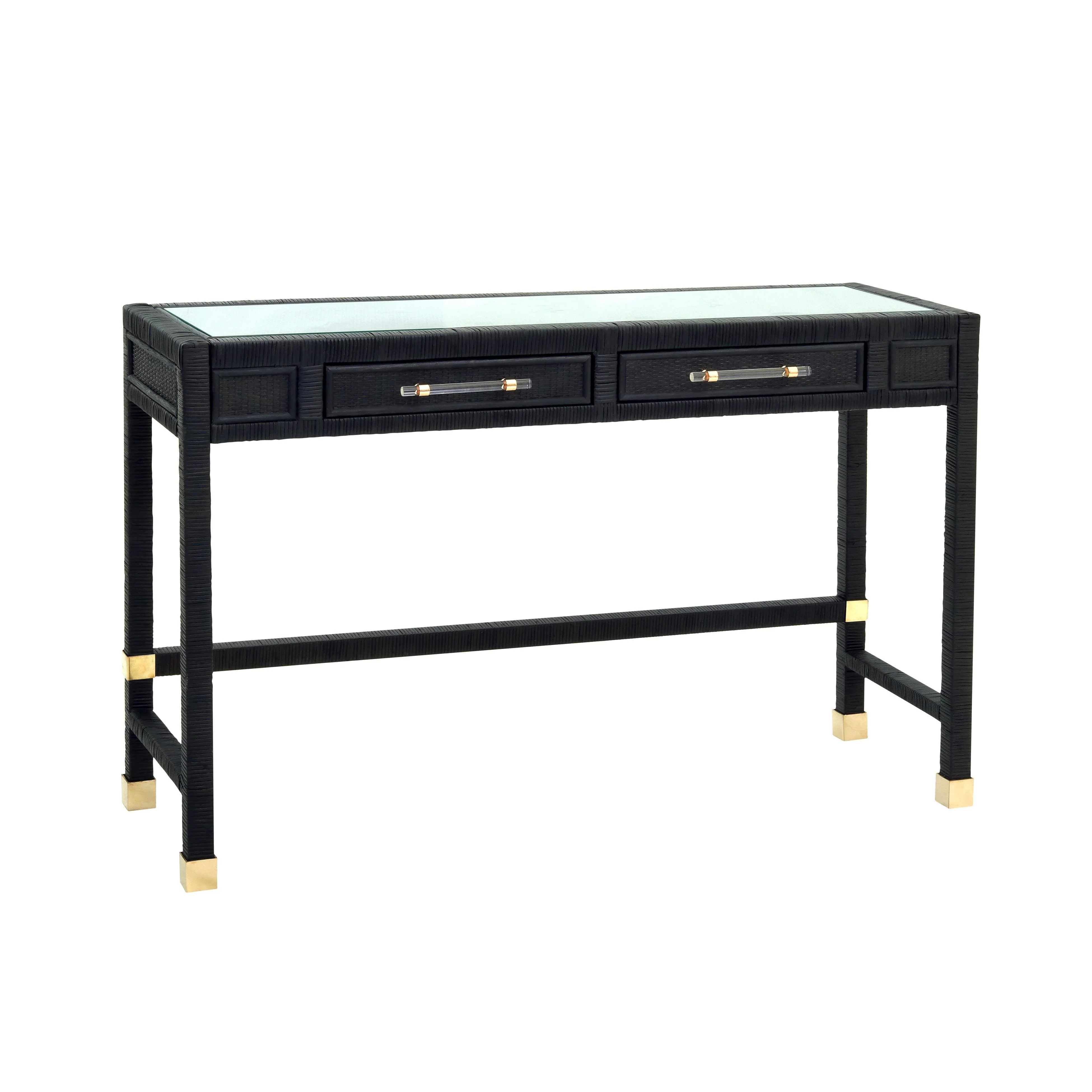 Amara Charcoal Rattan Desk - Frankwebs